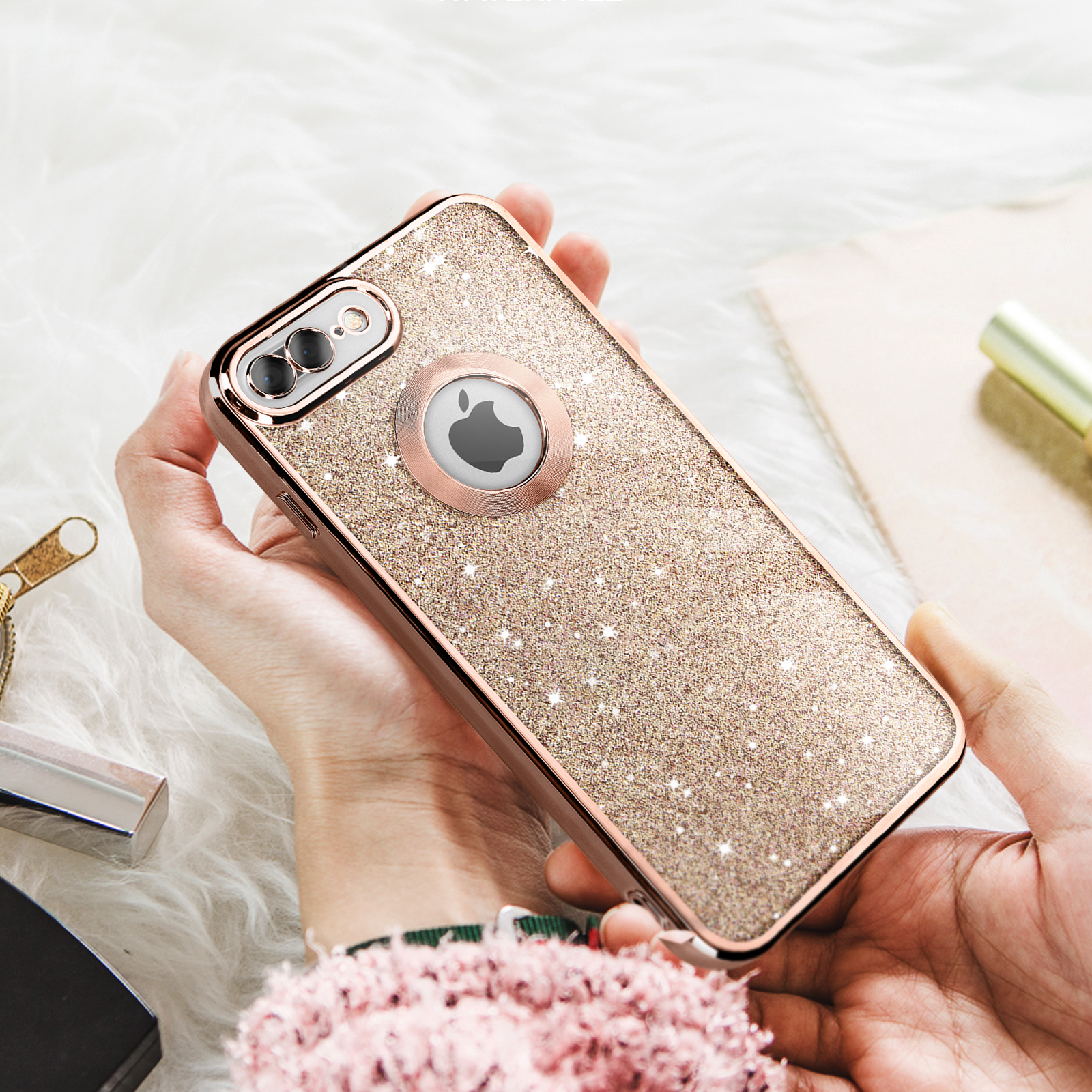 Custodia Glitter Con Sabbia Mobile Trasparente Per IPhone 7 Plus / 8 Plus
