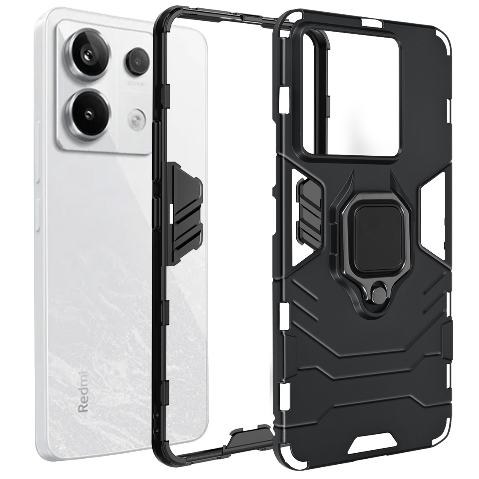 Xiaomi Redmi Note 8 Custodia in alluminio antiurto con magnete e supporto per anello a 360º