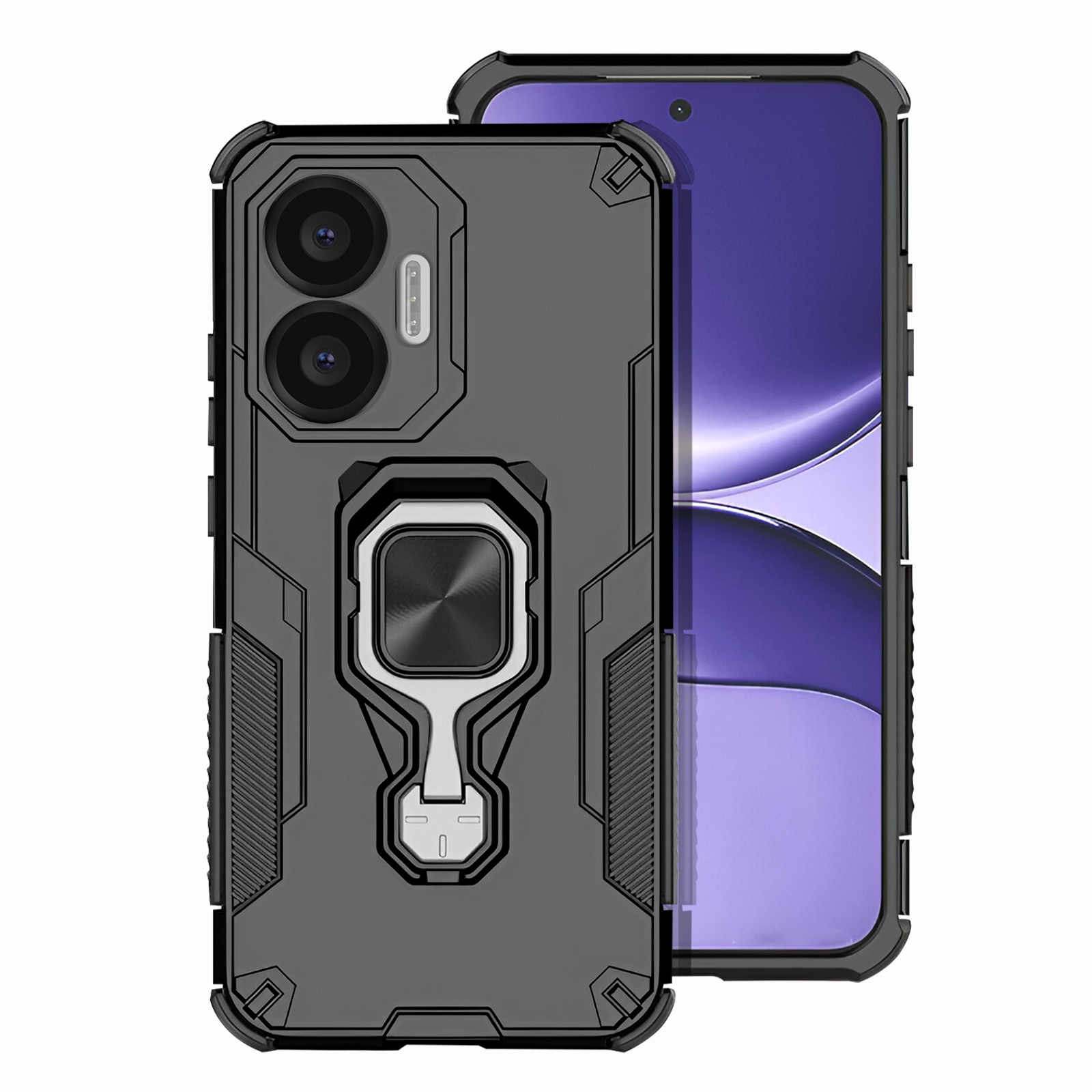 Cover Per Xiaomi Poco F5 Con Anello Girevole E Bordo Dorato – Custodia Morbida TPU Antigraffio E Antiurto (Verde Scuro)