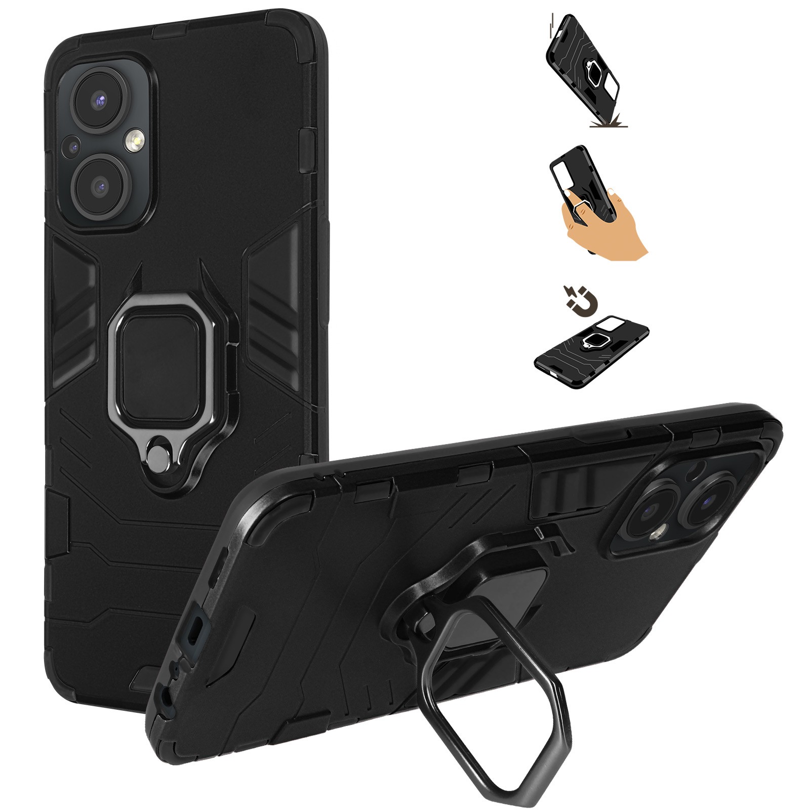 Custodia Silicone Antiurto Custodia Con Anello Per OPPO Reno 8, 8 Pro, 8 Lite - Sottile, Antiurto, Silicone, Con Supporto Reno 10 Pro - Foto 9