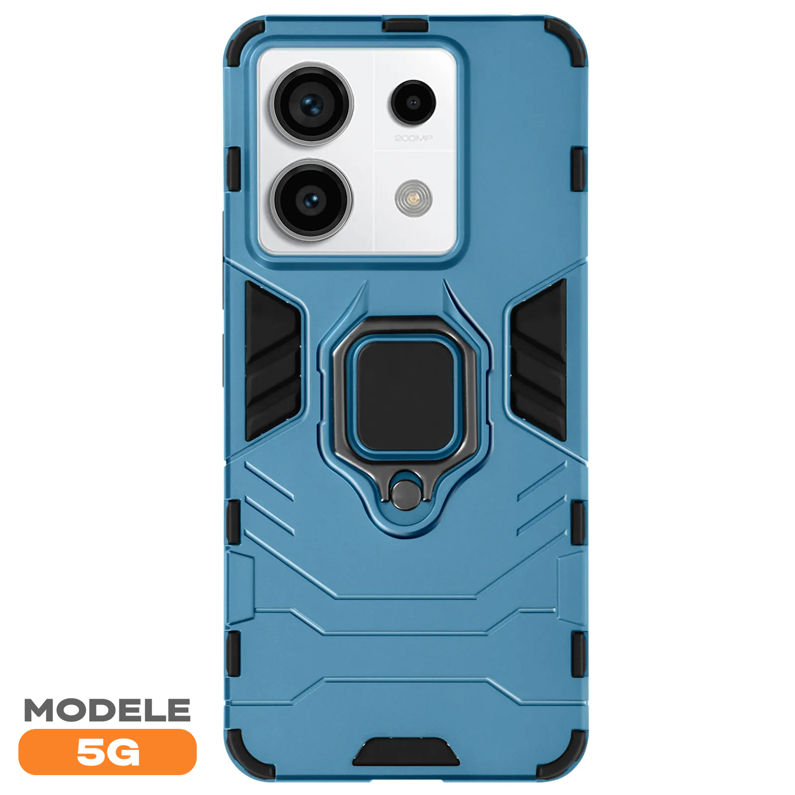 Custodia Per Xiaomi Poco X6 5G/Redmi Note 13 Pro 5G Con Vetro Temperato E Anello Magnetico 360° (Nero) - 4
