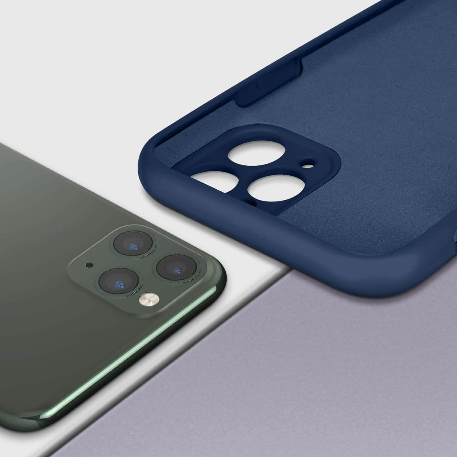 Custodia Per IPhone 11 Pro Max Con Cinturino In Nylon - Blu, Morbida In Silicio Con Cordino A Mano