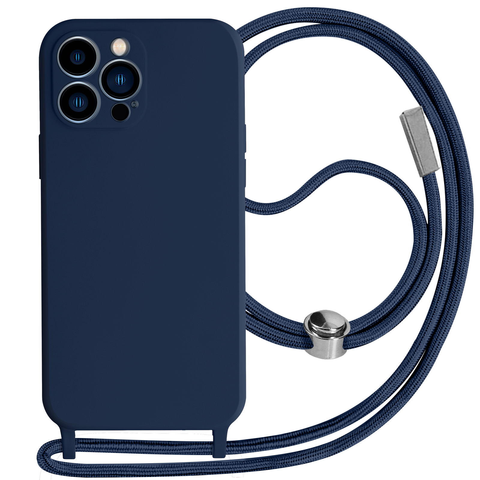 Emlivi Custodia per iPhone 13 per cellulare per smartphone Necklace in nylon morbido silicone liquido TPU Cover con cordino da appendere custodia protettiva con elegante fascia per iPhone 13
