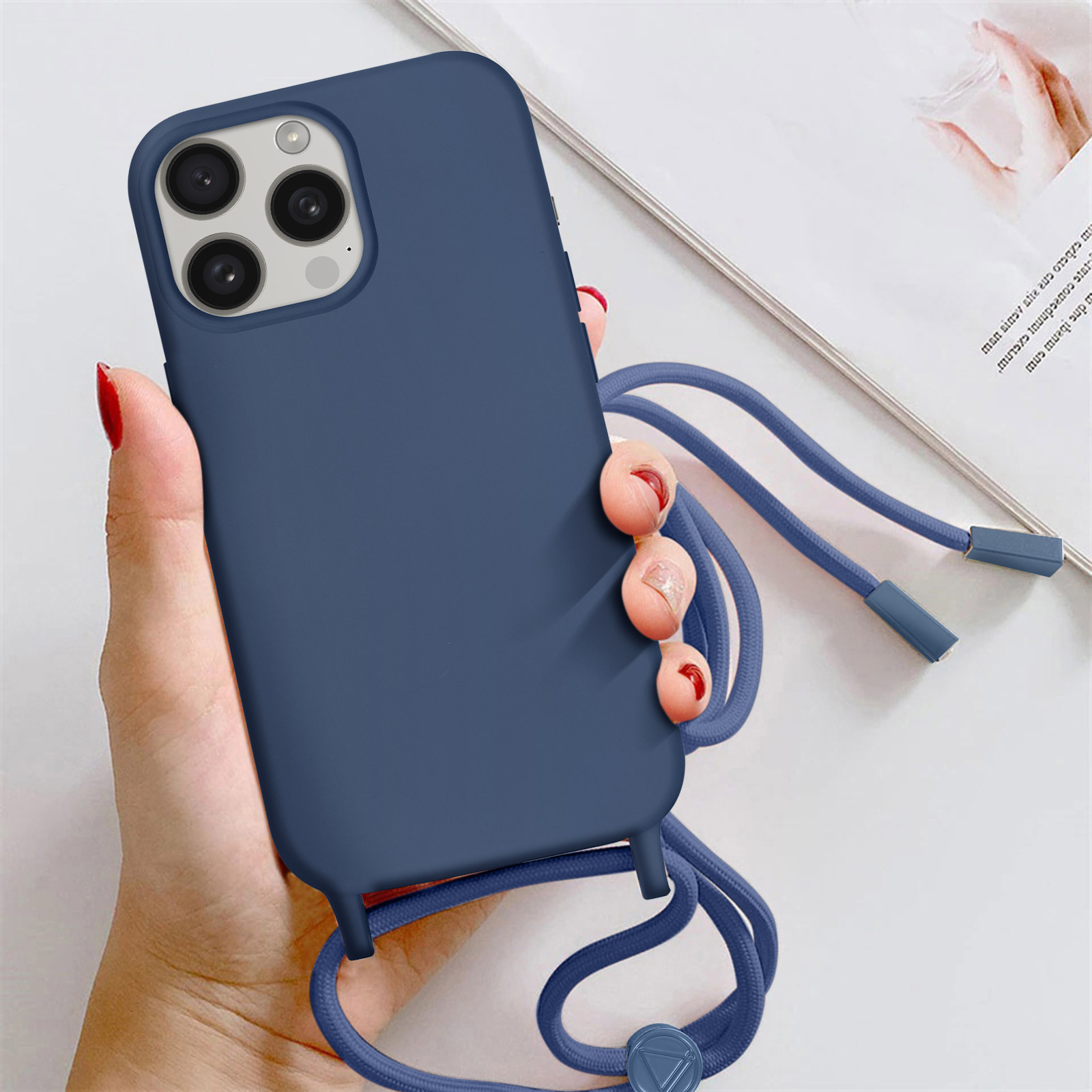 Coque Silicone IPhone Avec Cordon De Cou - Protection Miroir Et Anti-choc - Sans Marque