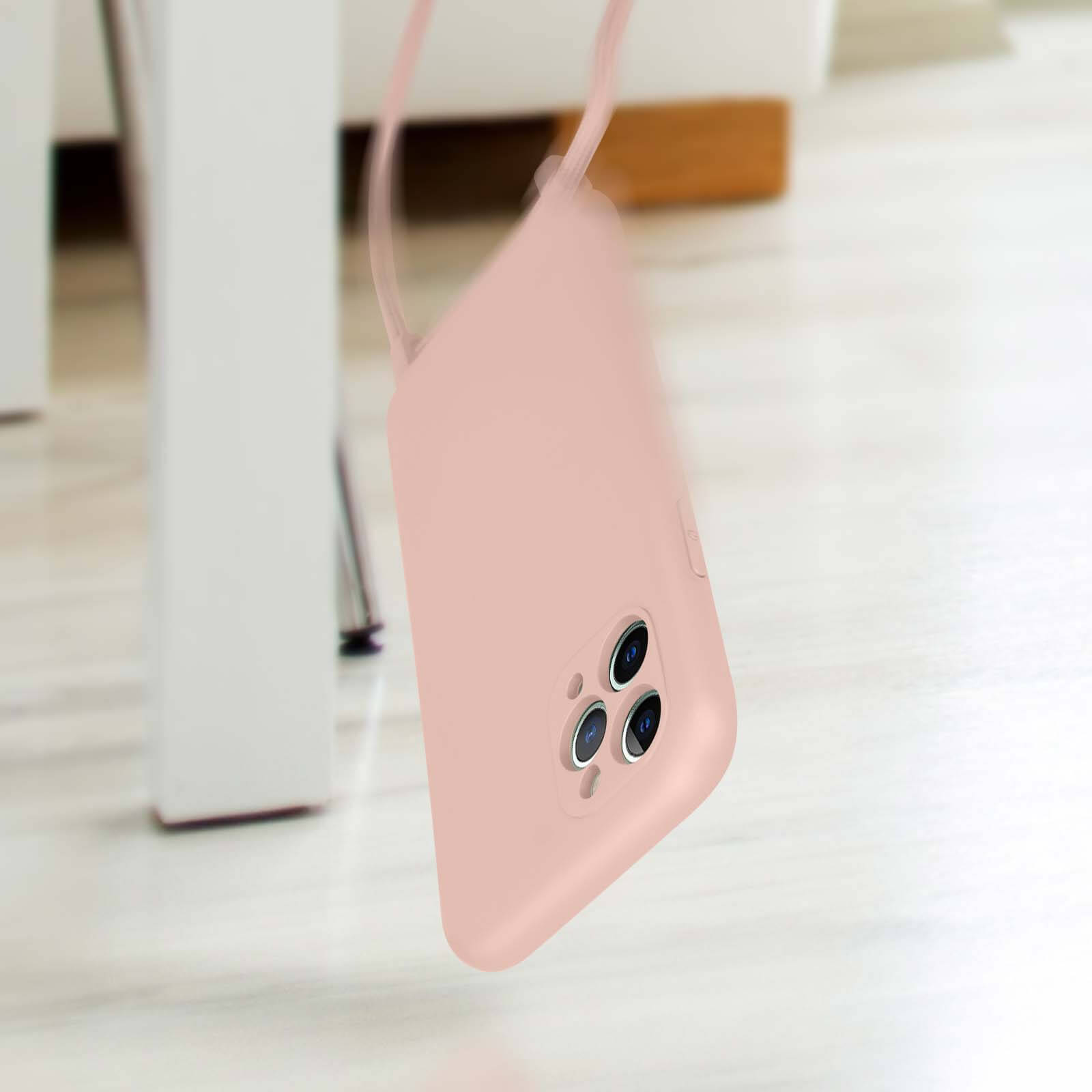 Beajew Custodia per iPhone 11 Pro Max Cover con Regolabile Rimovibile Corda da Catena Collana Necklace Antiurto Cordino Collari per iPhone 11 Pro Max, Rosa