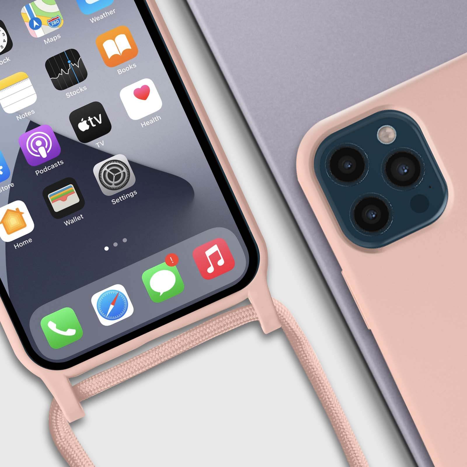 Jacyren Cover Per IPhone 12 Pro Max Con Cordino Regolabile – Custodia TPU Antiurdo Grigia – Mani Libere E Protezione
