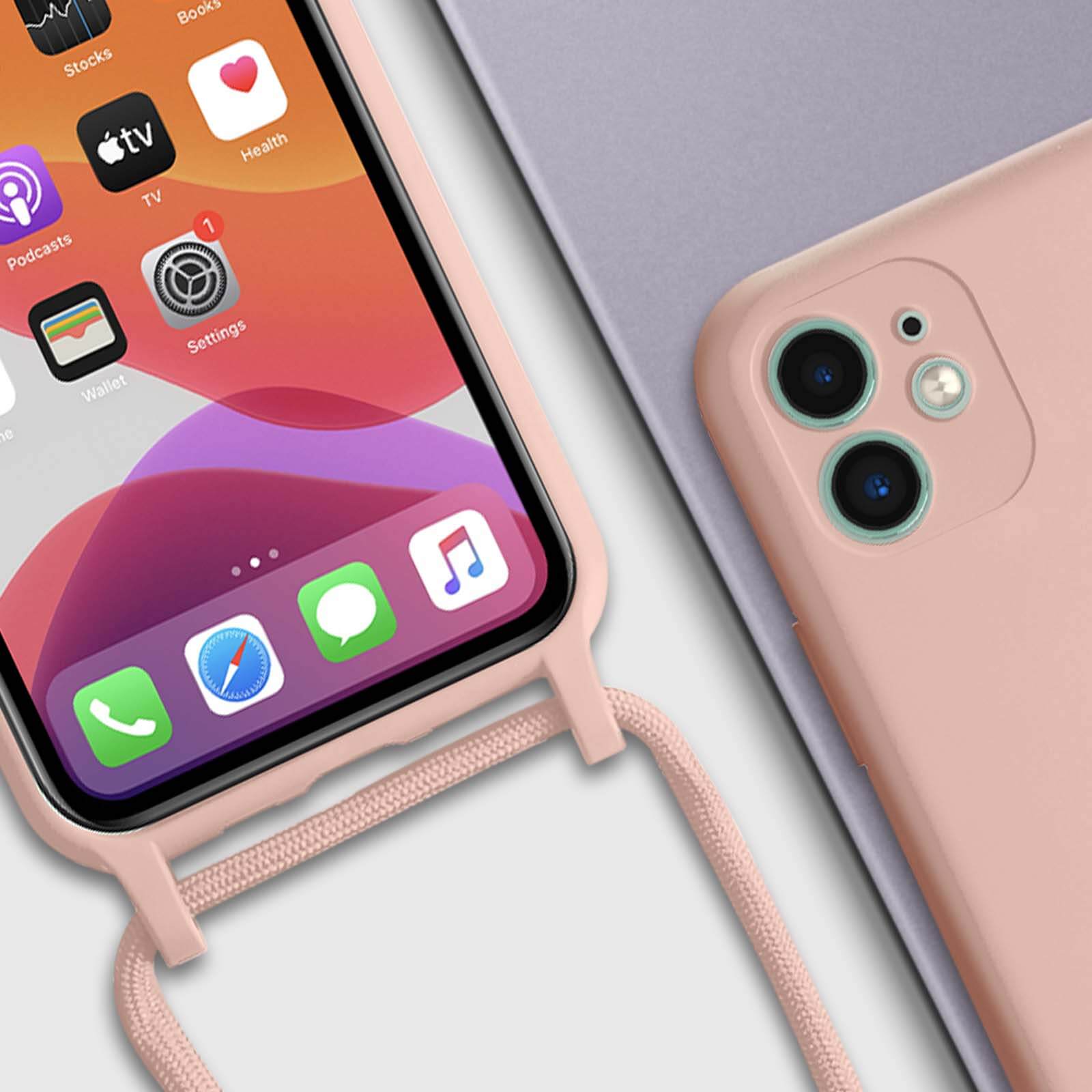 Cover con Cordino iPhone 17 Silicone Lavanda Soft Touch - Tracolla regolabile - Italiano