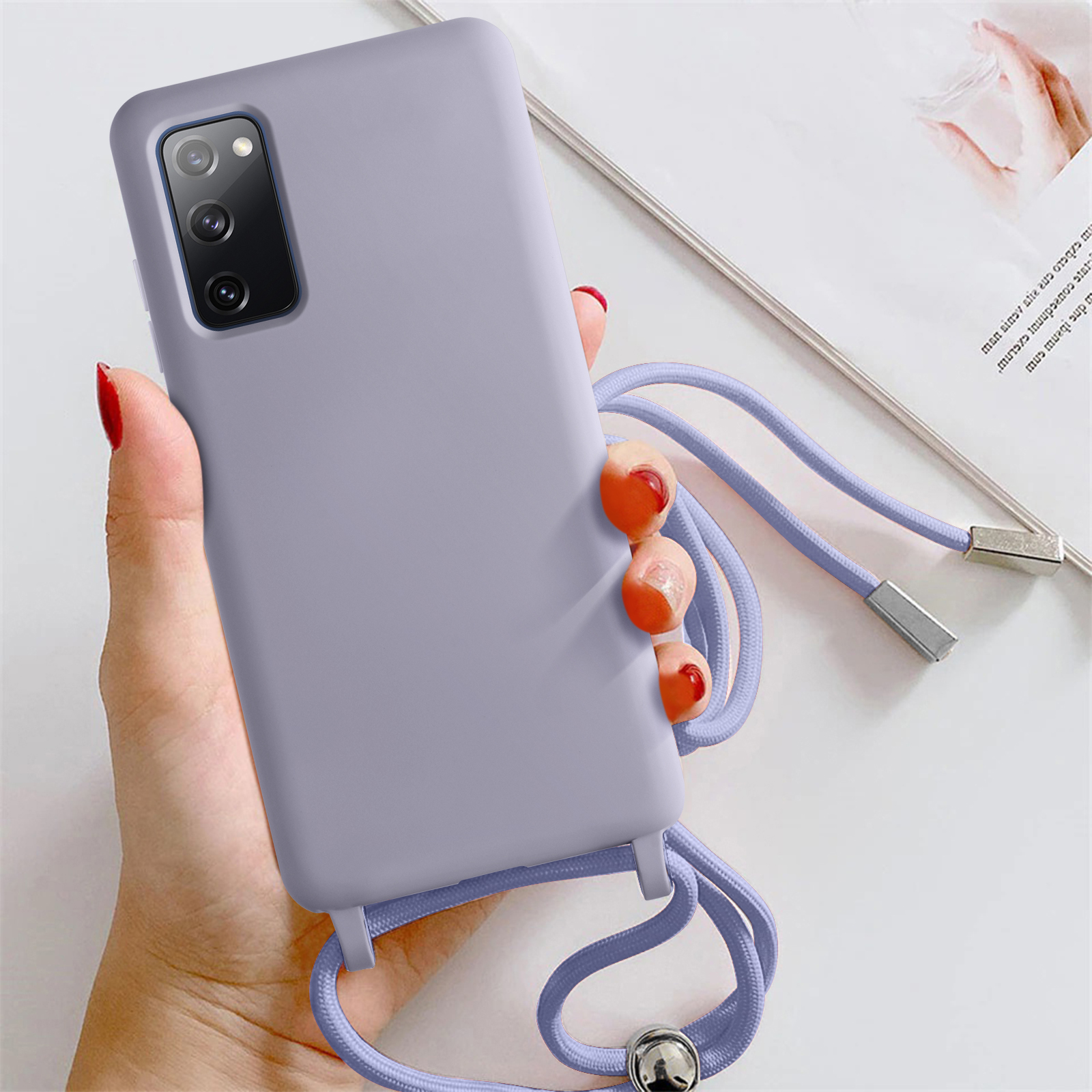 Cavor Cover Per Samsung Galaxy S20 FE - Custodia Portafoglio In Pelle Con 4 Slot E Supporto Anello - Viola