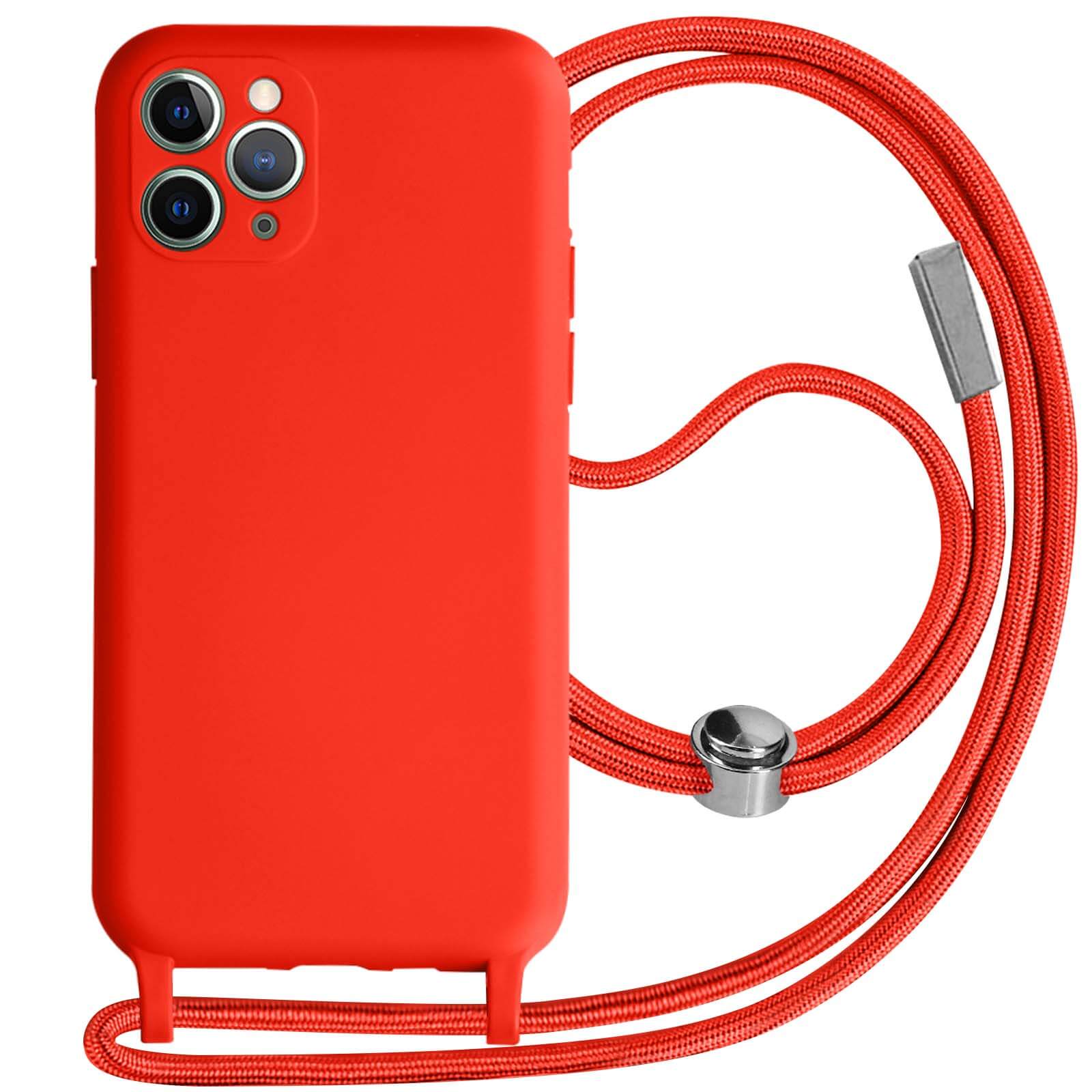 Custodia Con Cordino Per IPhone 11 Pro Max, In Nylon E Silicone Rosso, Protezione Antiurto Con Tracolla - 2