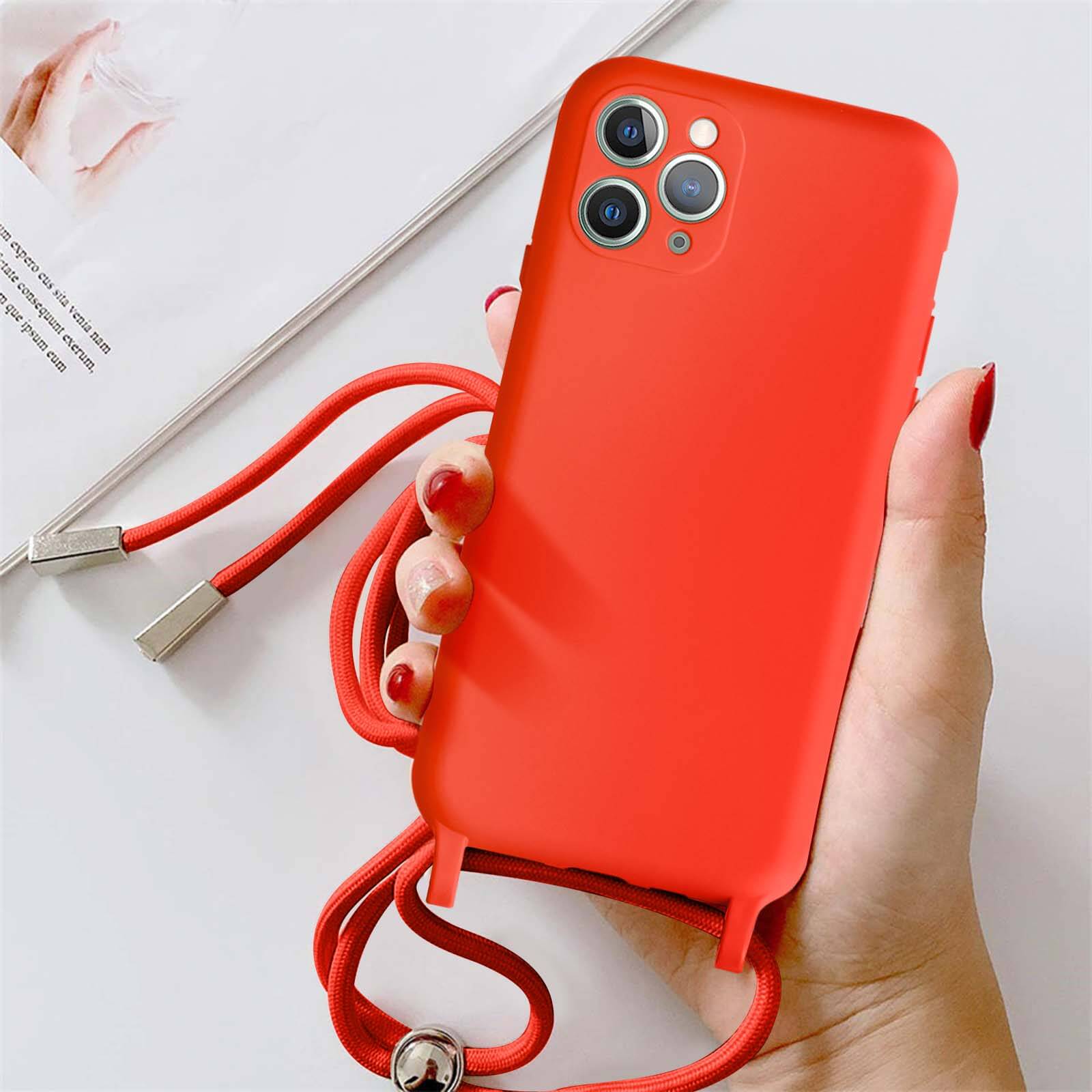 Custodia per cellulare con cordino per collana custodia per appendere per iPhone 13 Pro Max 13 MiNi cinturino per catena nastro per telefono Cover posteriore in Silicone  202192403