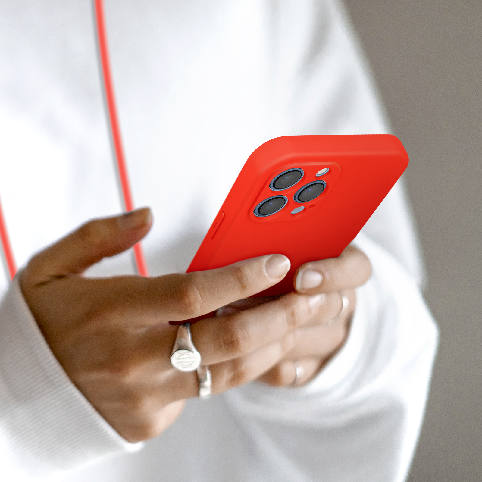 Vauki Cover per iPhone 13 Pro Max con Cordino,Custodia Silicone Morbido