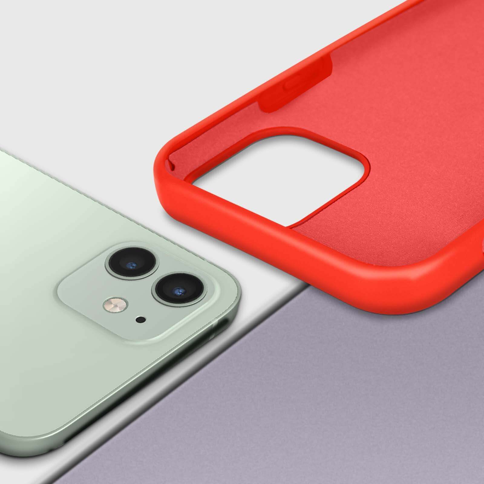 Custodia IPhone 12 Mini Con Cordoncino - Silicone Liquido Rosso, Mani Libere E Antiscivolo - 4