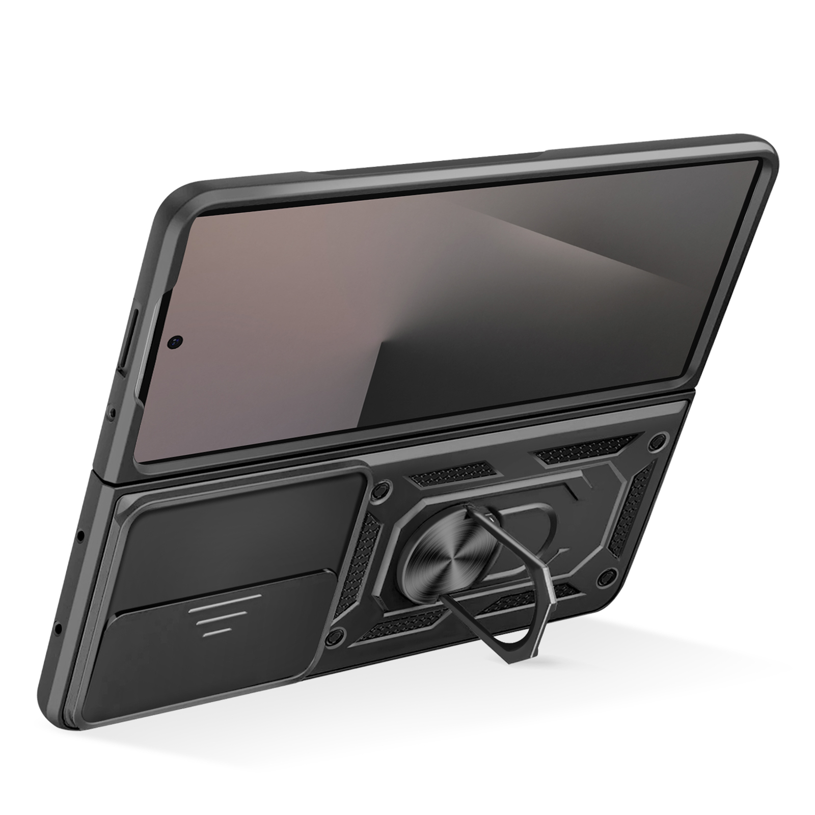 Custodia per Samsung Galaxy Z Fold 7 con doppio supporto: supporto integrato, protezione per cerniera standard militare, pellicola protettiva 9H, resistente agli urti, antiscivolo, per Samsung Fold7