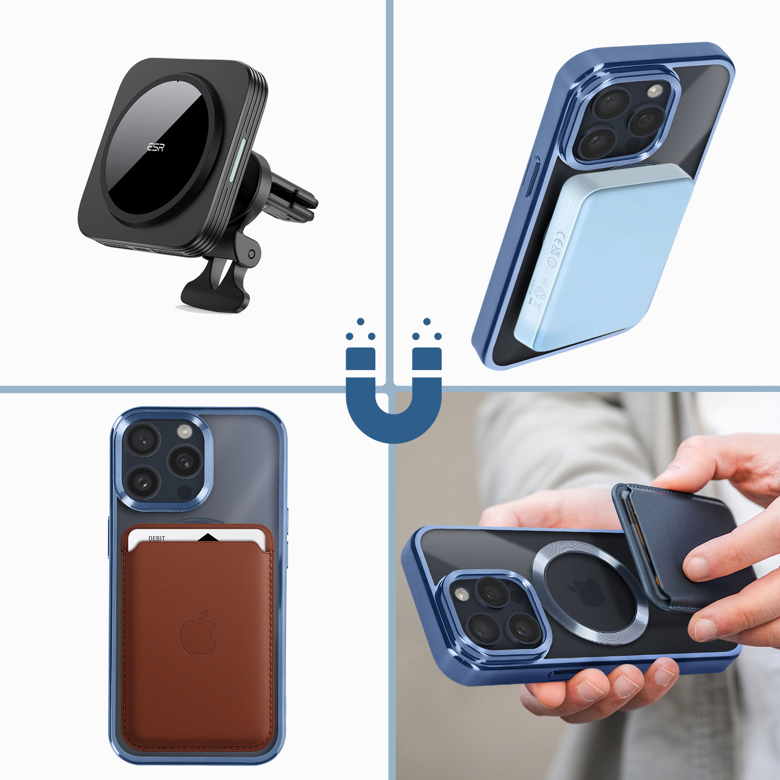 VENINGO Cover Magnetica Per IPhone 15 Compatibile Magsafe - Blu Intenso Traslucido, Antiurto