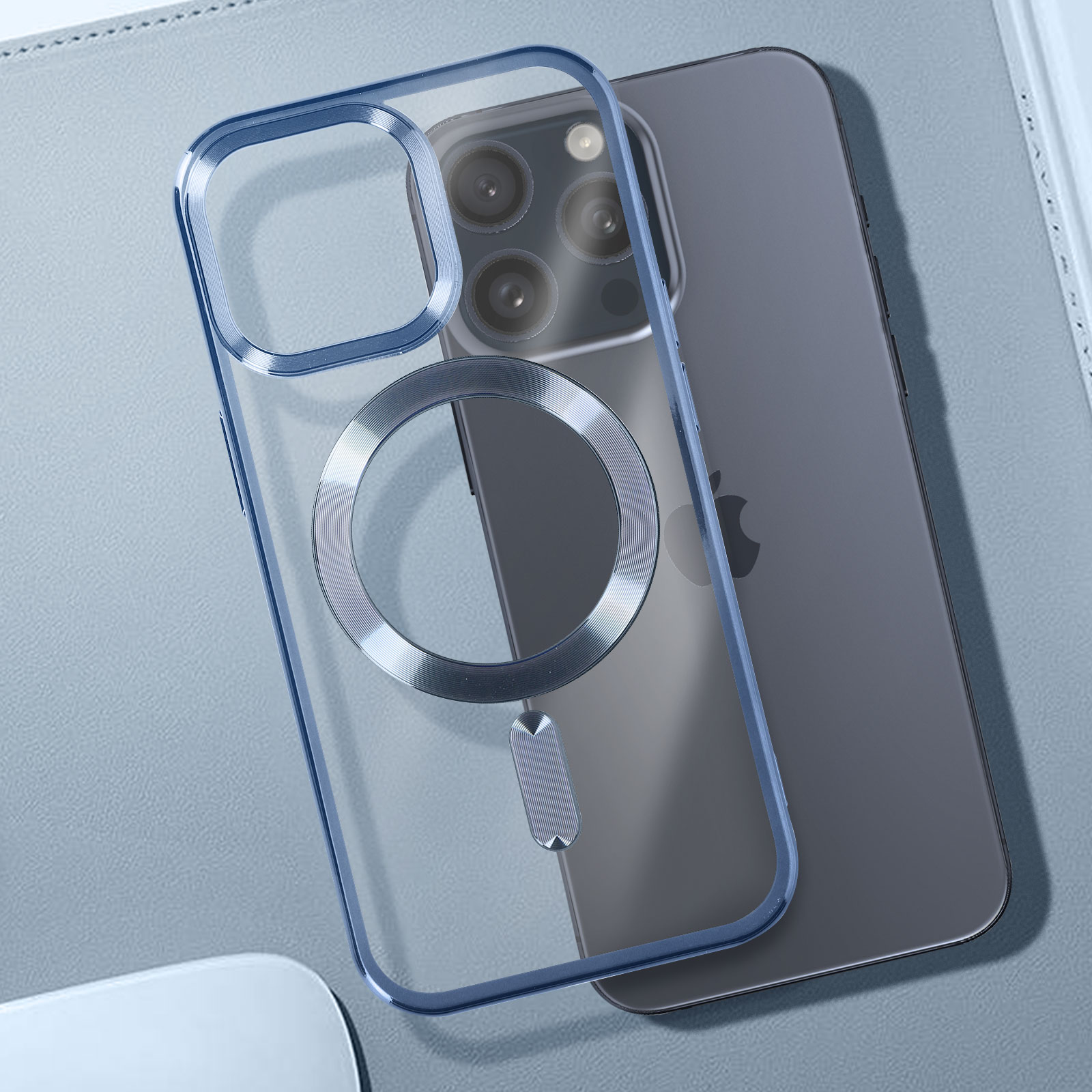 ÁRBOLORO Custodie per iPhone 15 Plus, [Protezione Fotocamera] Militare 360° Metallo Anello Supporto Custodie Silicone Antiurto Anti-Graffio Cover per iPhone 15 Plus - Nero