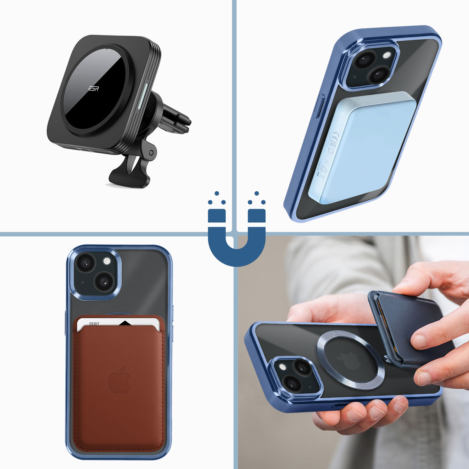 S. Dawezo Cover Magnetica per iPhone 15, Compatibile con la Ricarica Wireless MagSafe, Protezione Militare, Resistente ai Graffi e agli urti, Custodia Trasparente Sottile per iPhone 15, Blu