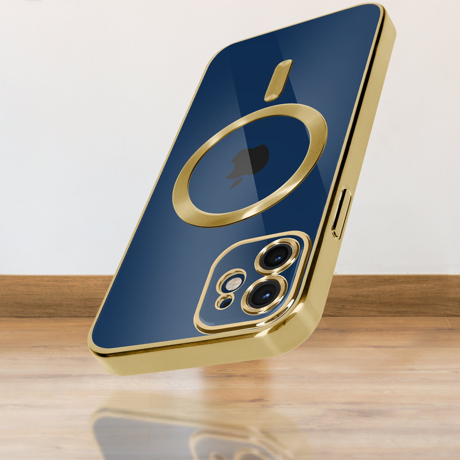 SIMao Custodia per iPhone 13 Cover 360 Gradi Protettiva Fotocamera Posteriore Pellicola Integrato Case Trasparente Vetro Temperato Custodia Metal Bumper Adsorbimento Magnetica Case,Argento