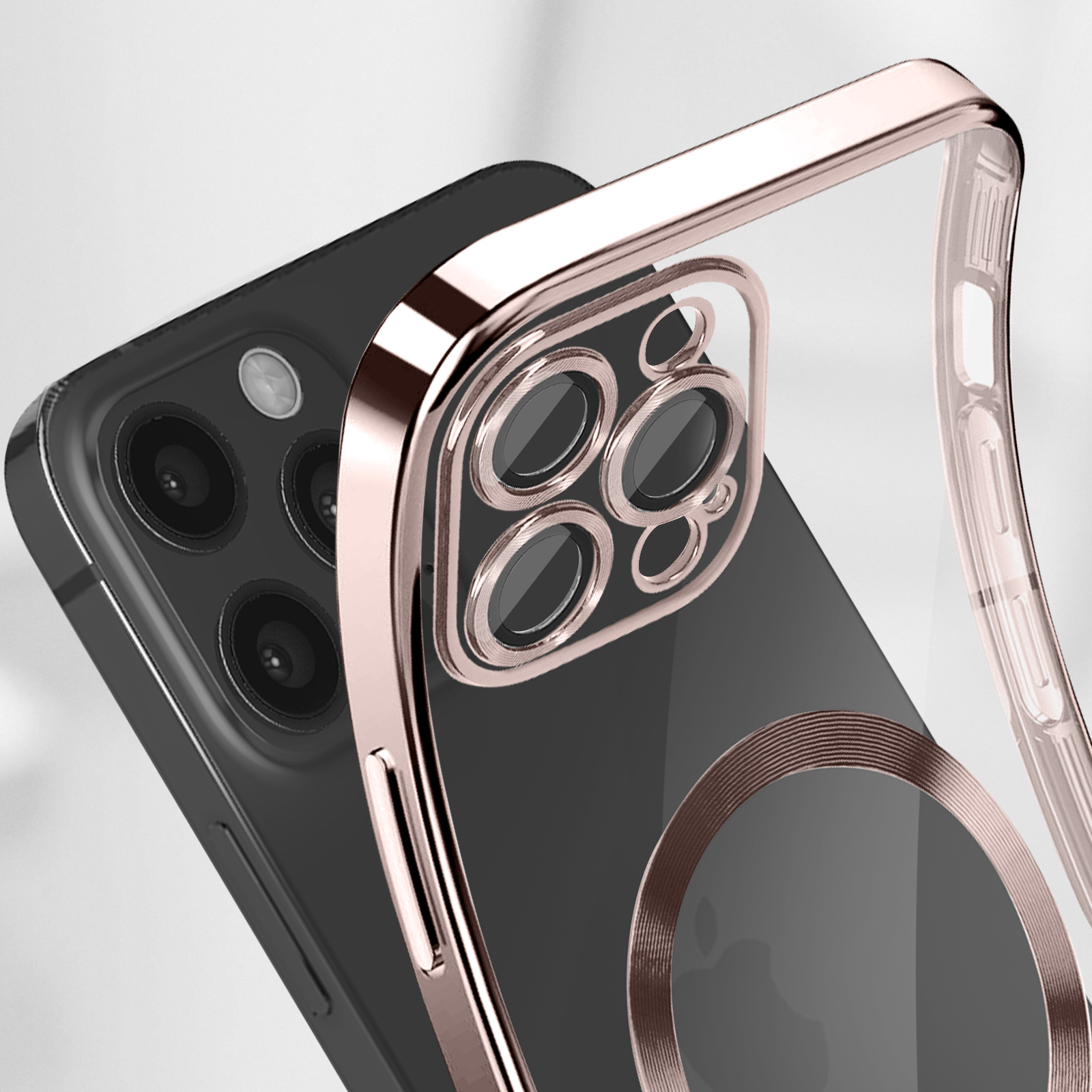 Cover Per IPhone 12 Pro Con Anello Rotante 360° – Custodia Ultra Leggera In TPU Silicone Traspirante A Nido D’Ape – Rosa
