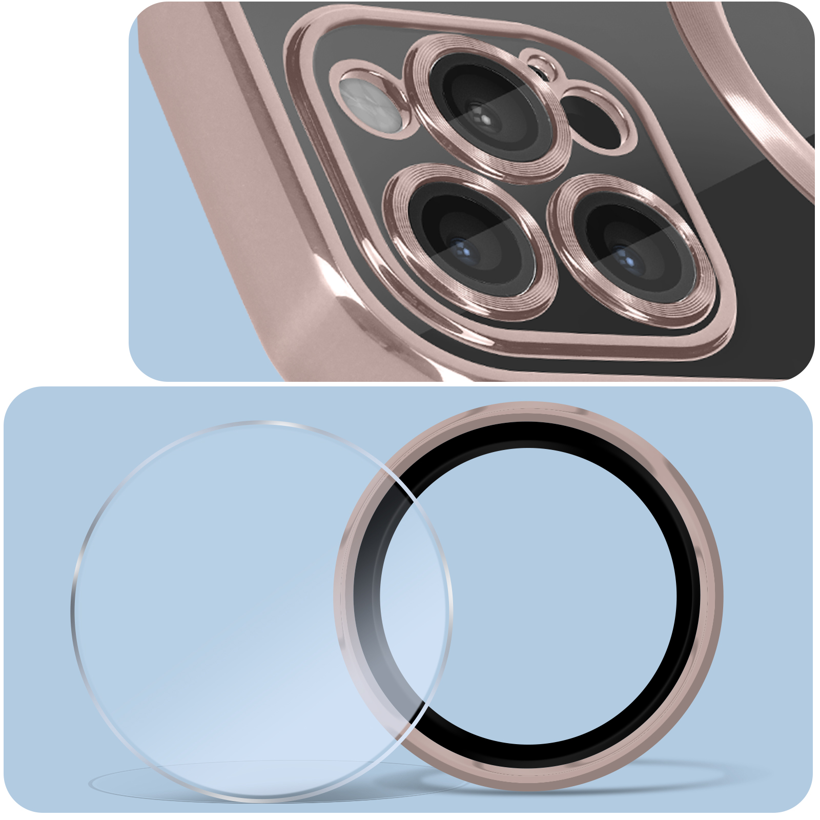 Custodia Magnetica Per IPhone 12 Pro Max - Trasparente Antigiallo Con Anello MagSafe E Protezione Fotocamera - YIX Rose