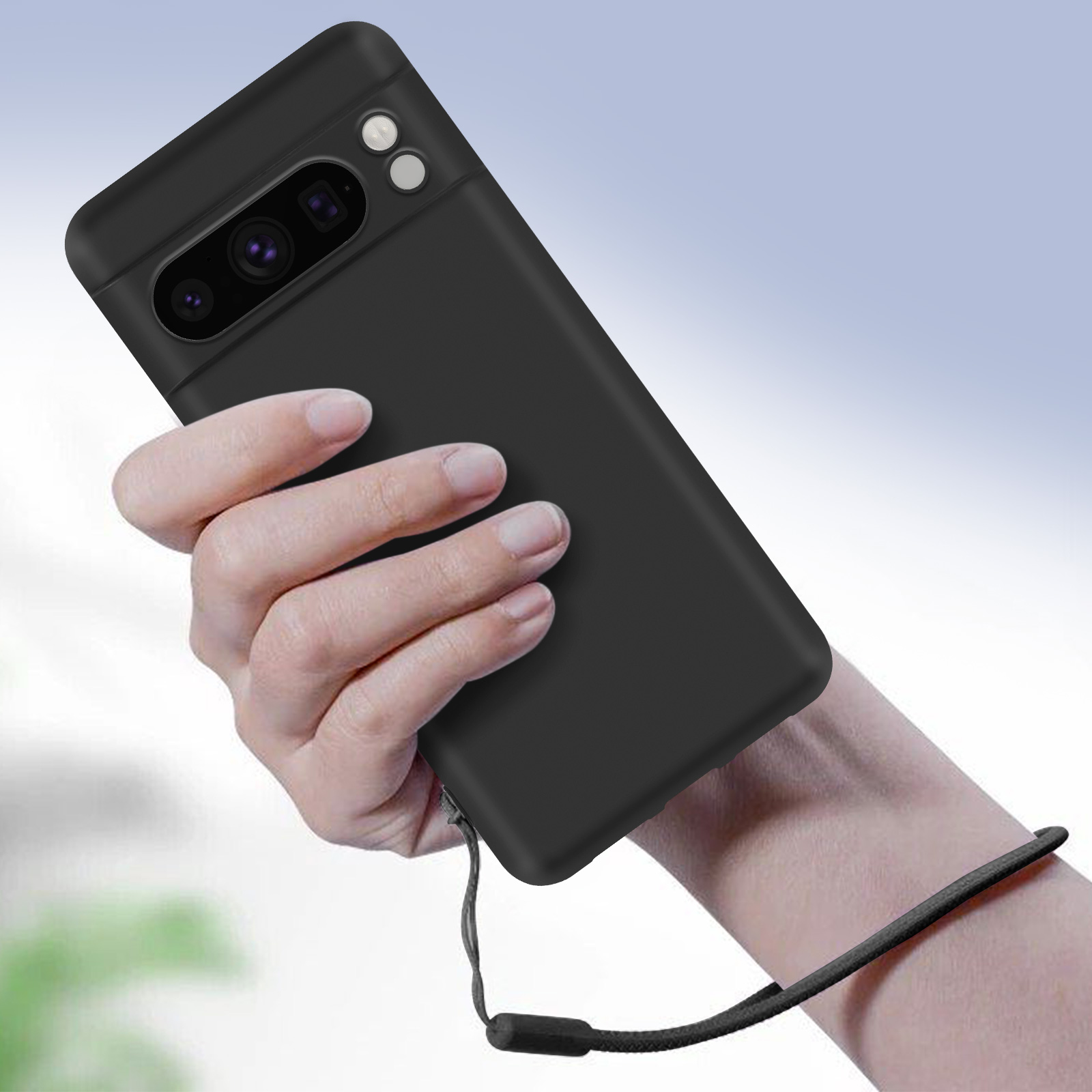 Coque Silicone avec Finition Soft-Touch et Sangle - Vert Pâle