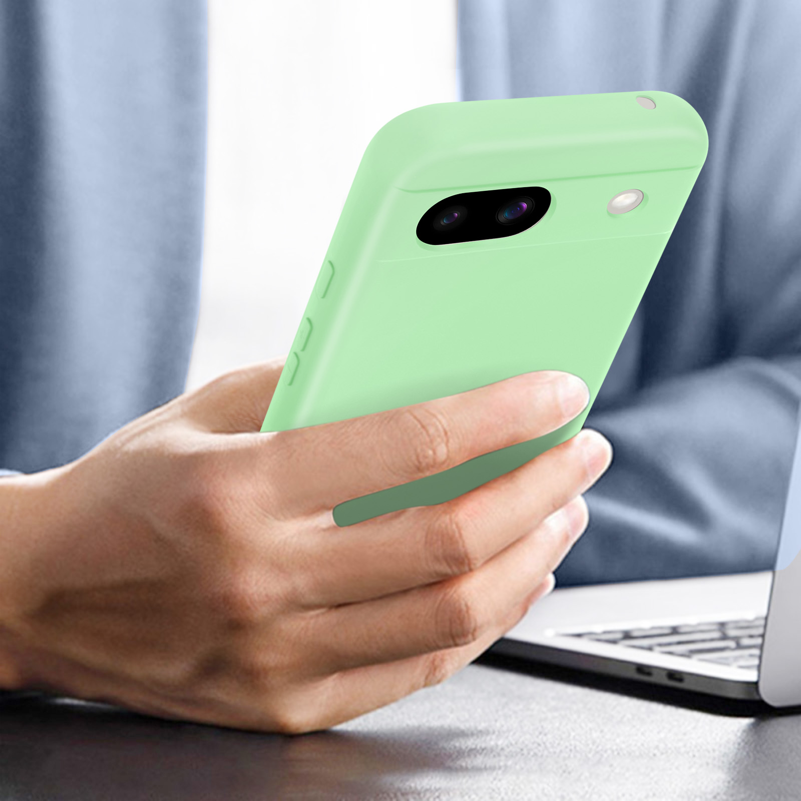 GOKEN Cover Per Google Pixel 7 In Silicone TPU – Gradiente Rosa/Verde, Antiscivolo E Antiurto - 2