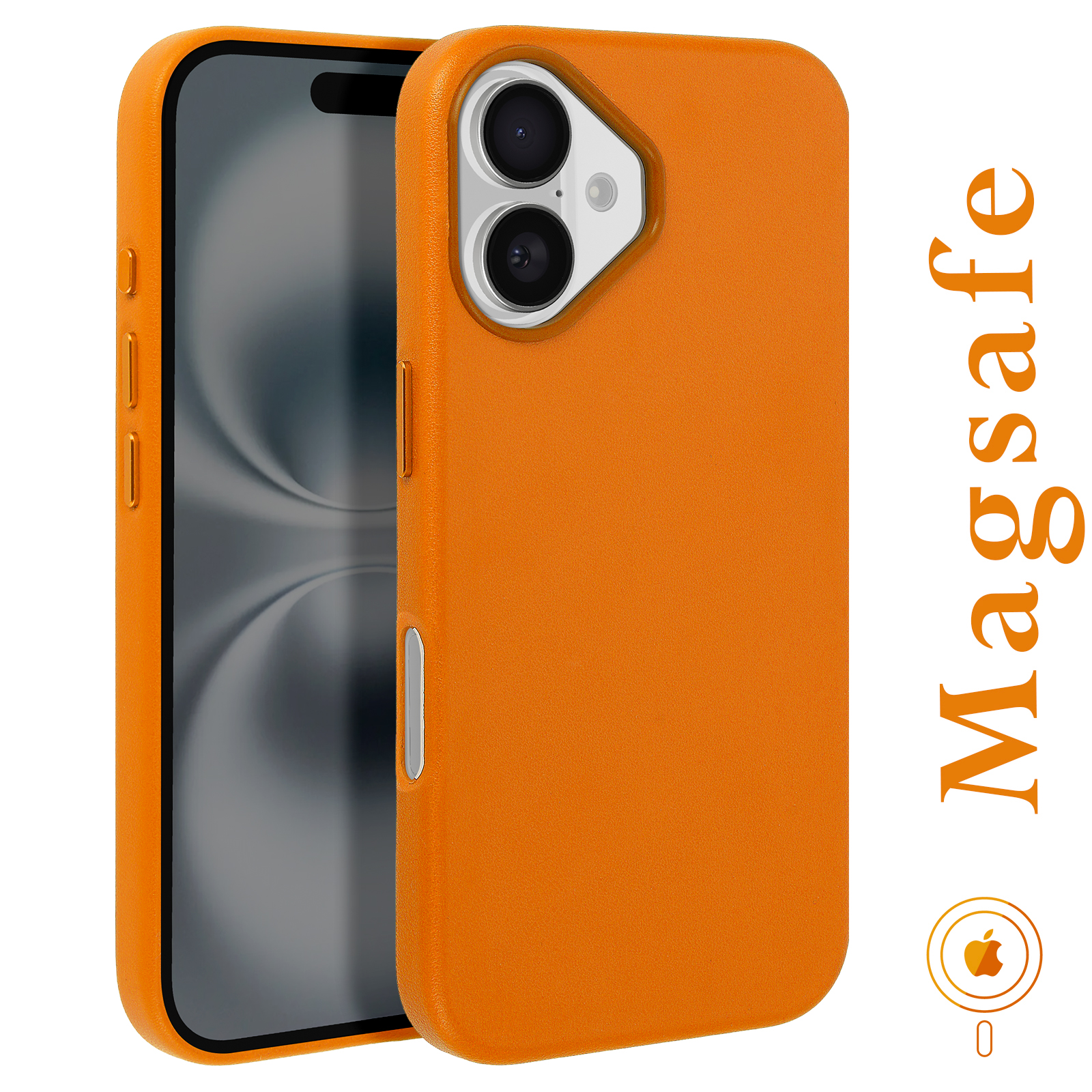 Custodia Magnetica In Pelle PU Per IPhone 16 Plus 6,7'' – SURPHY, Con Vetro Temperato E Fodera In Microfibra, Marrone, Compatibile MagSafe - 3