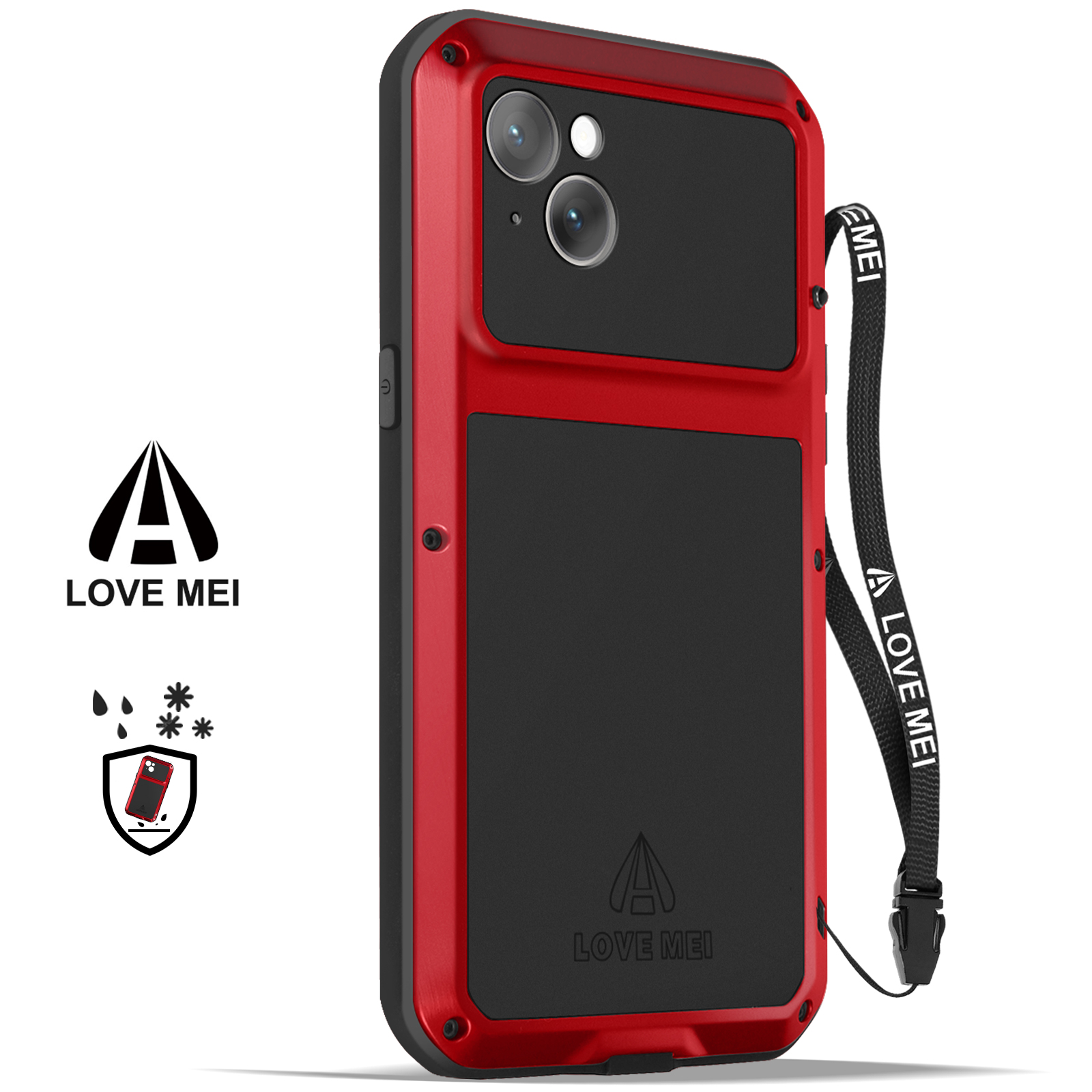 Coque étanche Et Antichoc Pour IPhone 14 Pro - LOVE MEI France Couleur Rouge