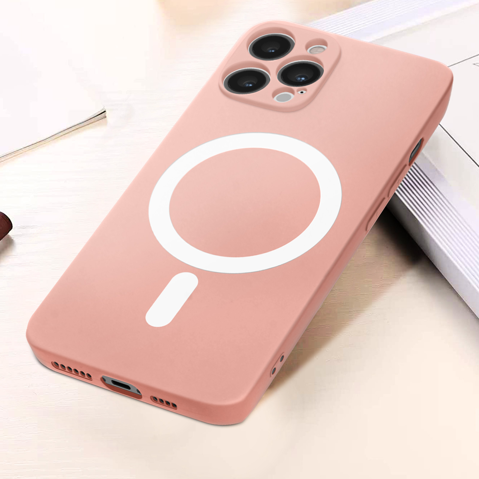 Cover Per IPhone 12 Pro Con Anello Rotante 360° – Custodia Ultra Leggera In TPU Silicone Traspirante A Nido D’Ape – Rosa
