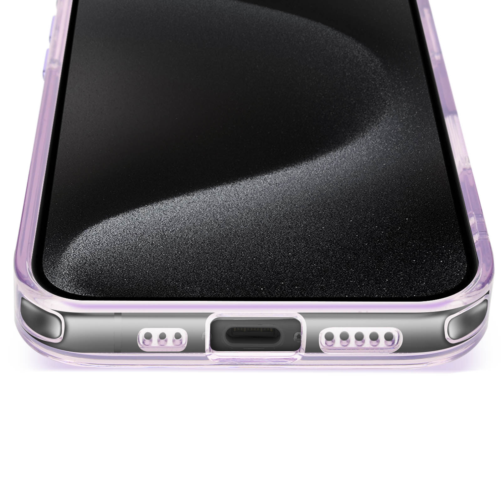 EASSGU Custodia per Smartphone, Compatible with iPhone 15 (6.1 Inches), Cover Silicone TPU Colore Sfumato Trasparente, Custodia per Telefono Antiurto e Antigraffio - Rosa Viola