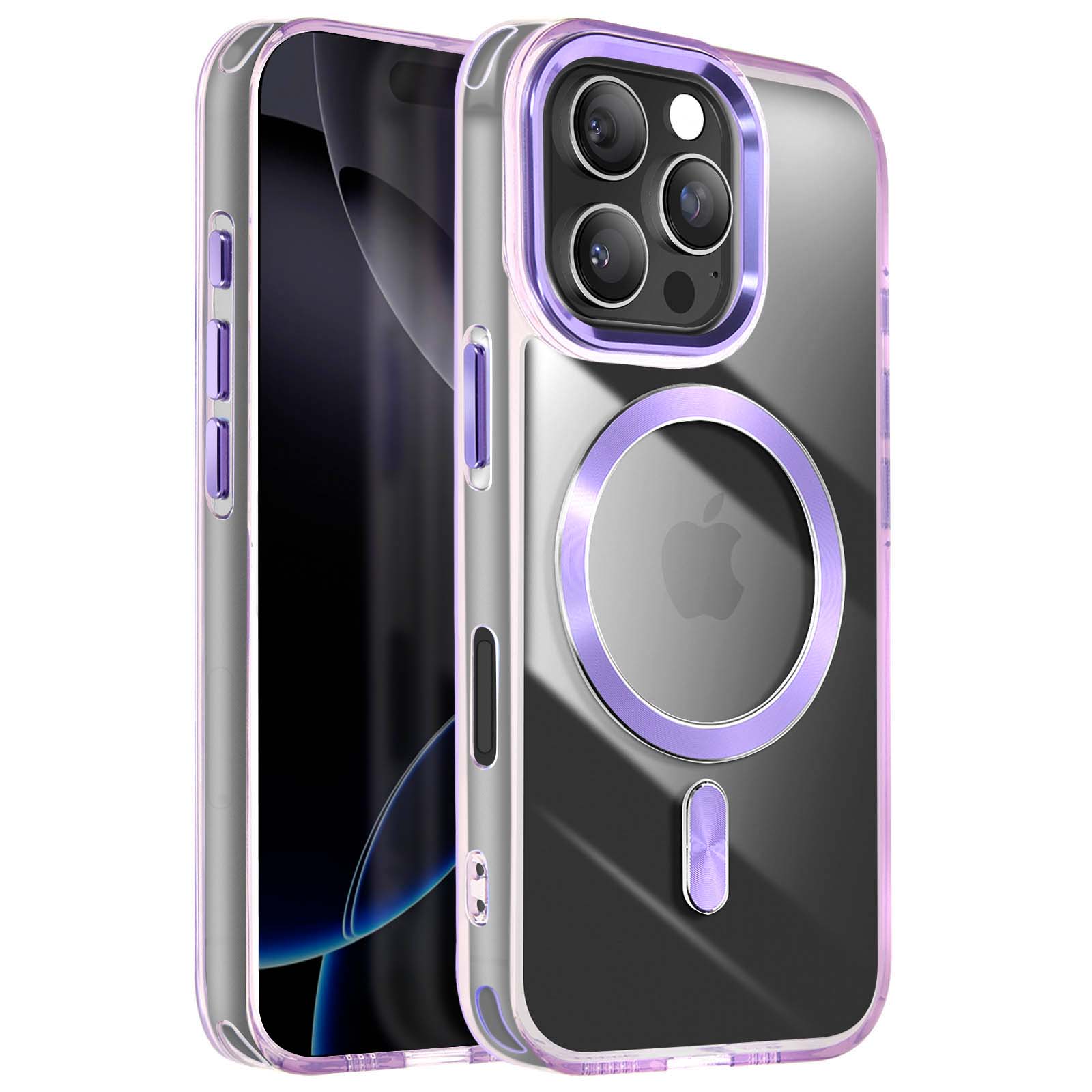 SURPHY Cover Magnetica per iPhone 16 Pro 6,3 Pollici Compatibile con MagSafe ,Sottile Antiurto Custodia iPhone 16 Pro Silicone con 2 mm Protezione Fotocamera,Lillà