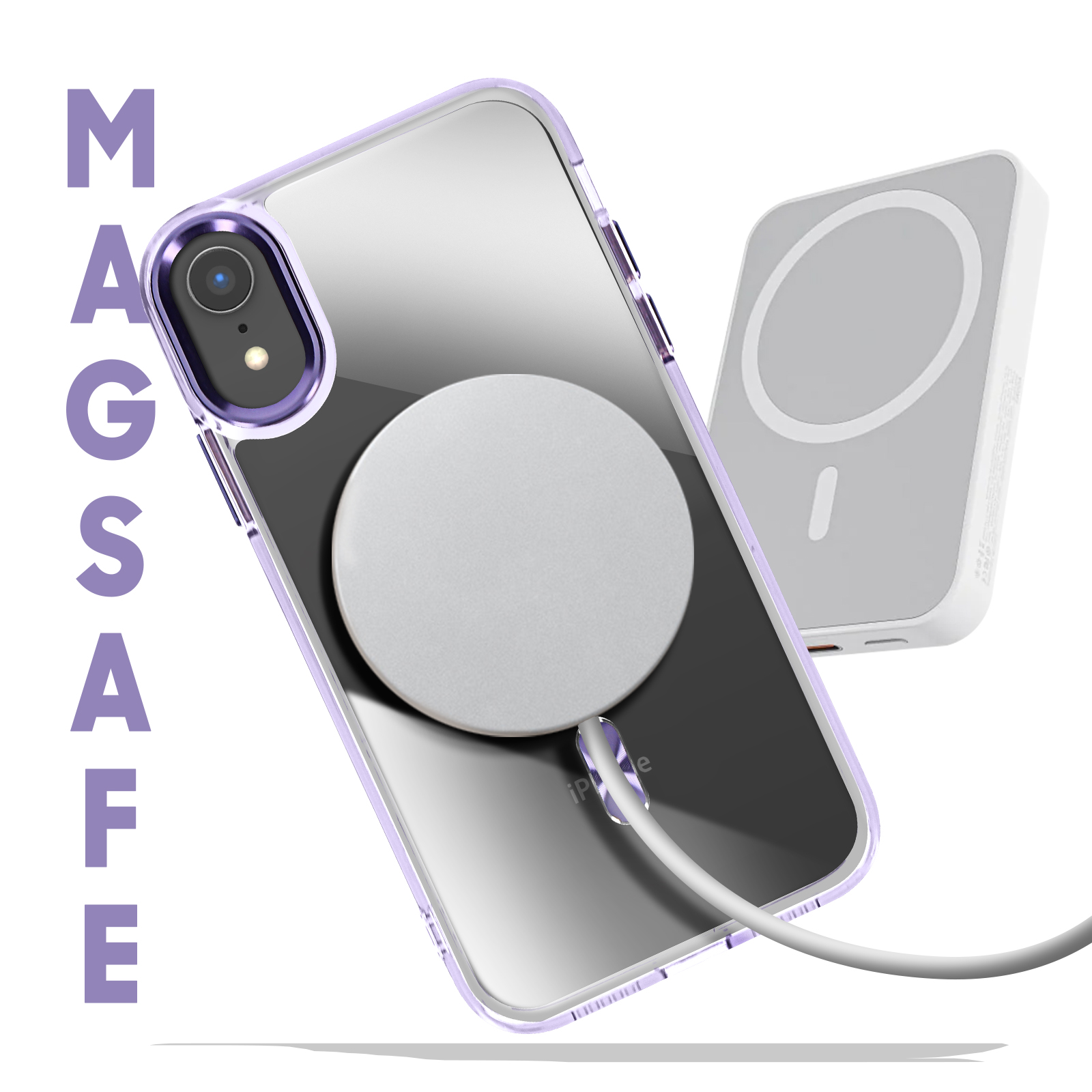 Custodia IPhone XR Flessibile Con Motivo Floreale Viola E Grigio | Cover Morbida Sottile Con Protezione Completa | Compatibile Ricarica Wireless