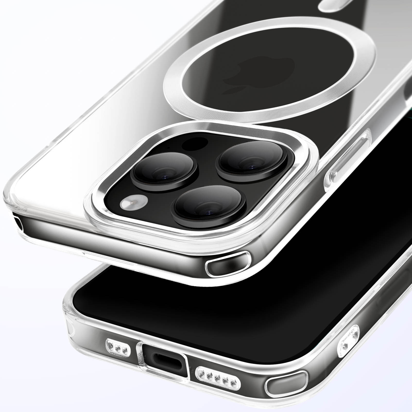 Custodia Rigida BMW Per IPhone 14 Pro Max 6.7'' – Collezione Silver Ring, Con Anello Magnetico Per Ricarica, Policarbonato E PU, Licenza Ufficiale