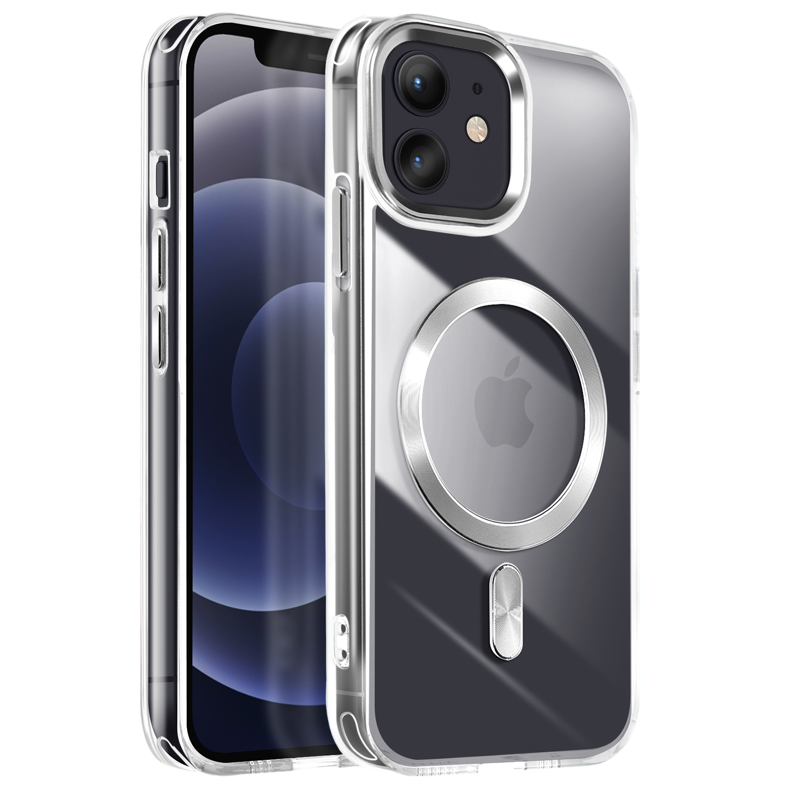 TVVTPU Magnetica Cover per iPhone 12 Mini Compatibile con MagSafe, Custodia Trasparente con Motivo a Fiocchi Silicone TPU Bumper Protezione Antiurto Antigraffio Case, Rosa