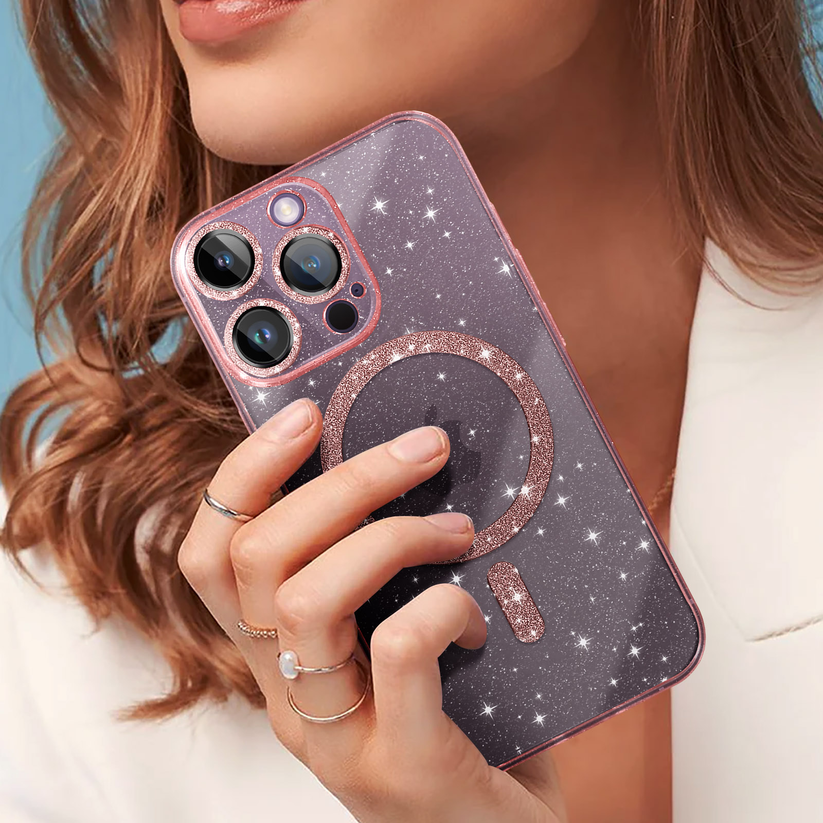 Coque de téléphone Paillettes Magsafe iPhone 14 Pro Max - LA COQUE FRANCAISE - Incolore - Bongénie