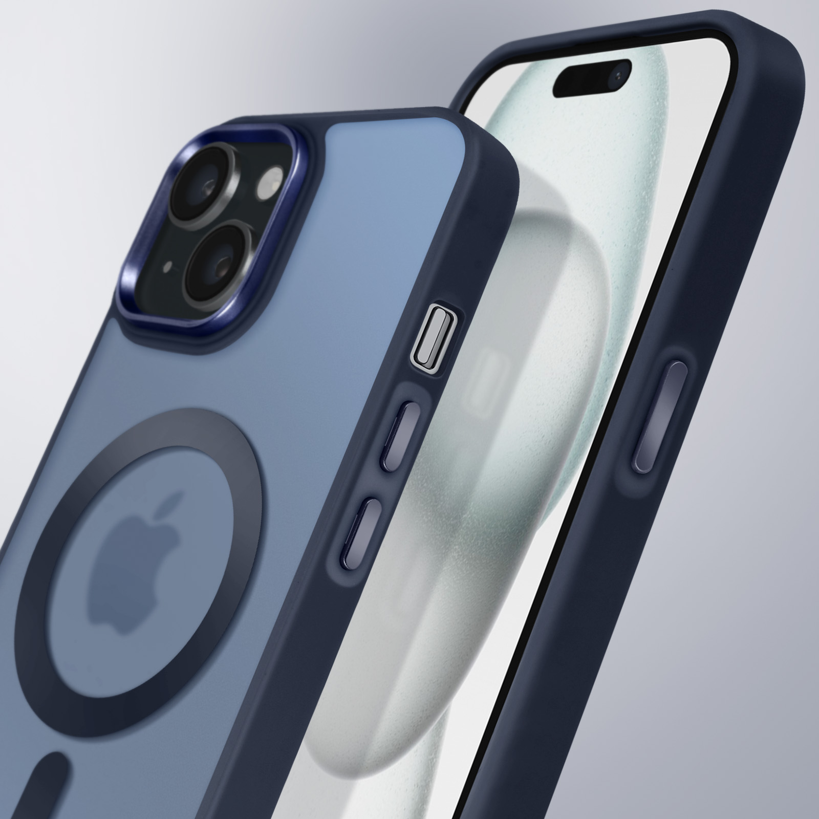 GaoBao Cover Magnetica Per IPhone 15 Plus – Traslucida Opaca, Antiurto, Compatibile MagSafe, Blu - 3