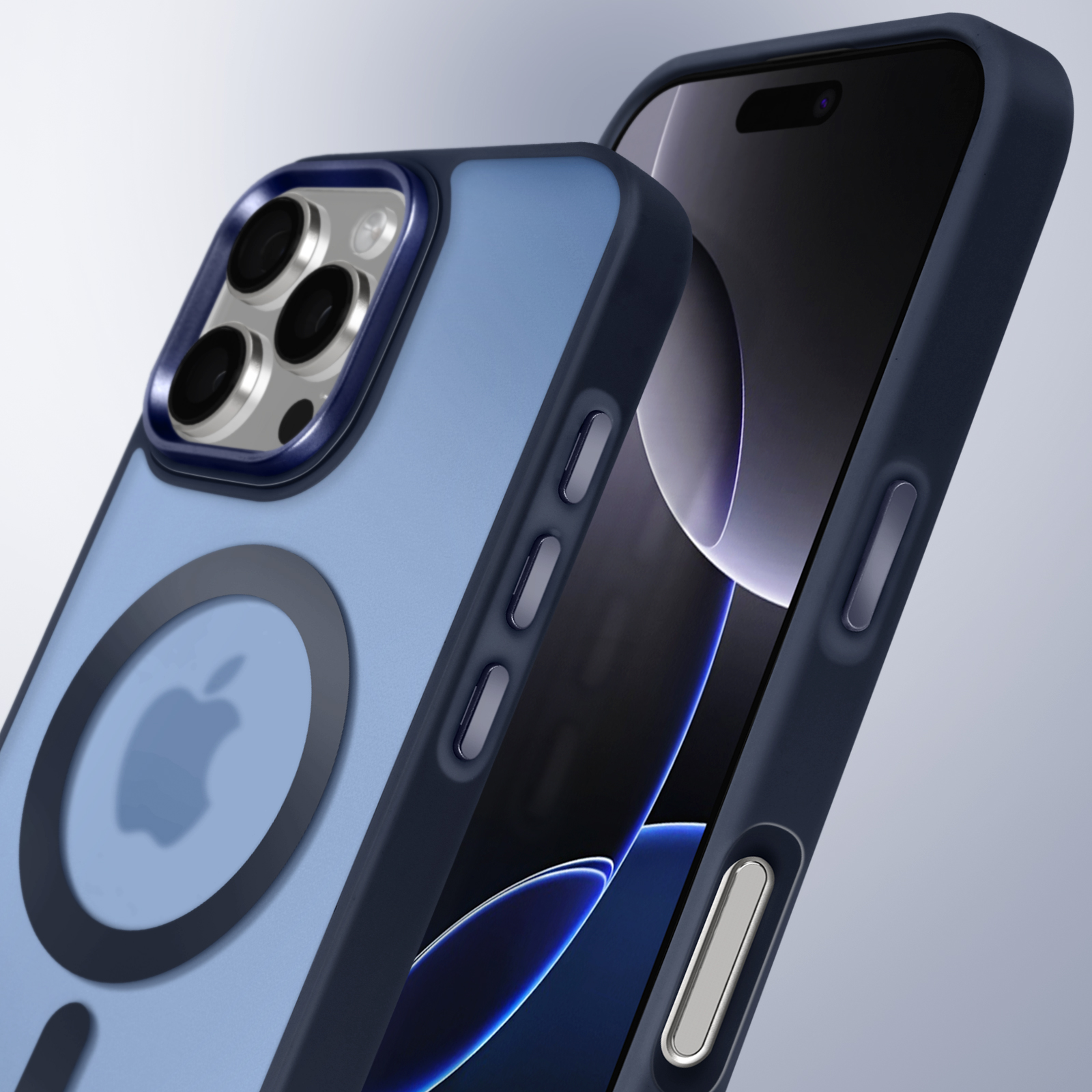 ENCASED Custodia IPhone 16 Pro Max Con Anello Magnetico Rotante – Compatibile MagSafe – Blu Metallizzato - 2