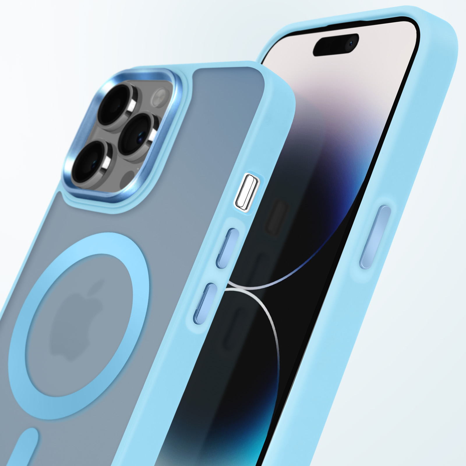 Anqrp Cover per iPhone 14 Pro Max, [Ricarica Wireless] [Militare Antiurto] Antigraffio Silicone Traslucido Case e Morbido Ultra Sottile TPU Bumper, Custodia per iPhone 14 Pro Max (6.7), Blu Chiaro