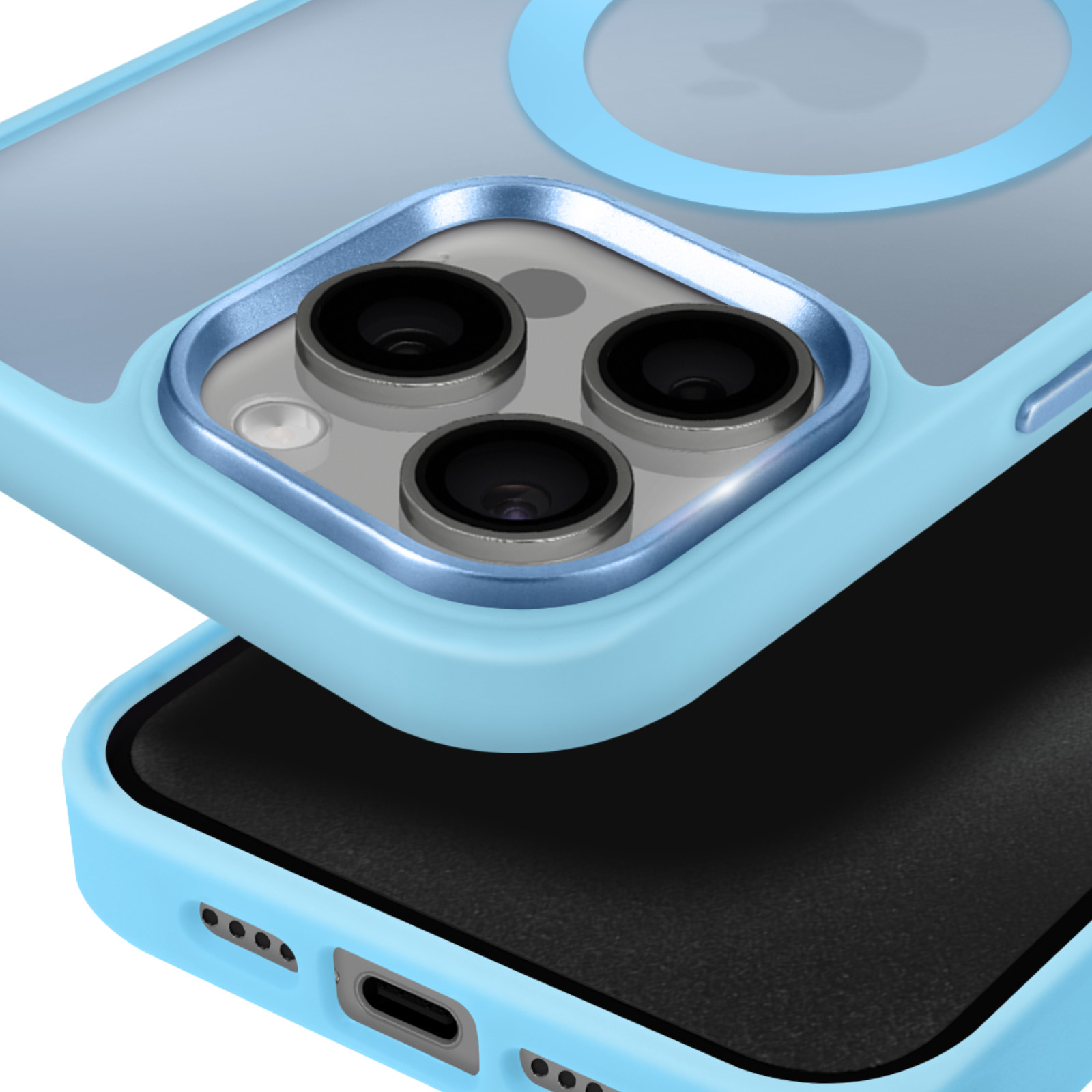 AUROX Magnet-Hülle Für IPhone 15 Pro Max – MagSafe Kompatibel, Stoßfest, Farbverlauf Blau