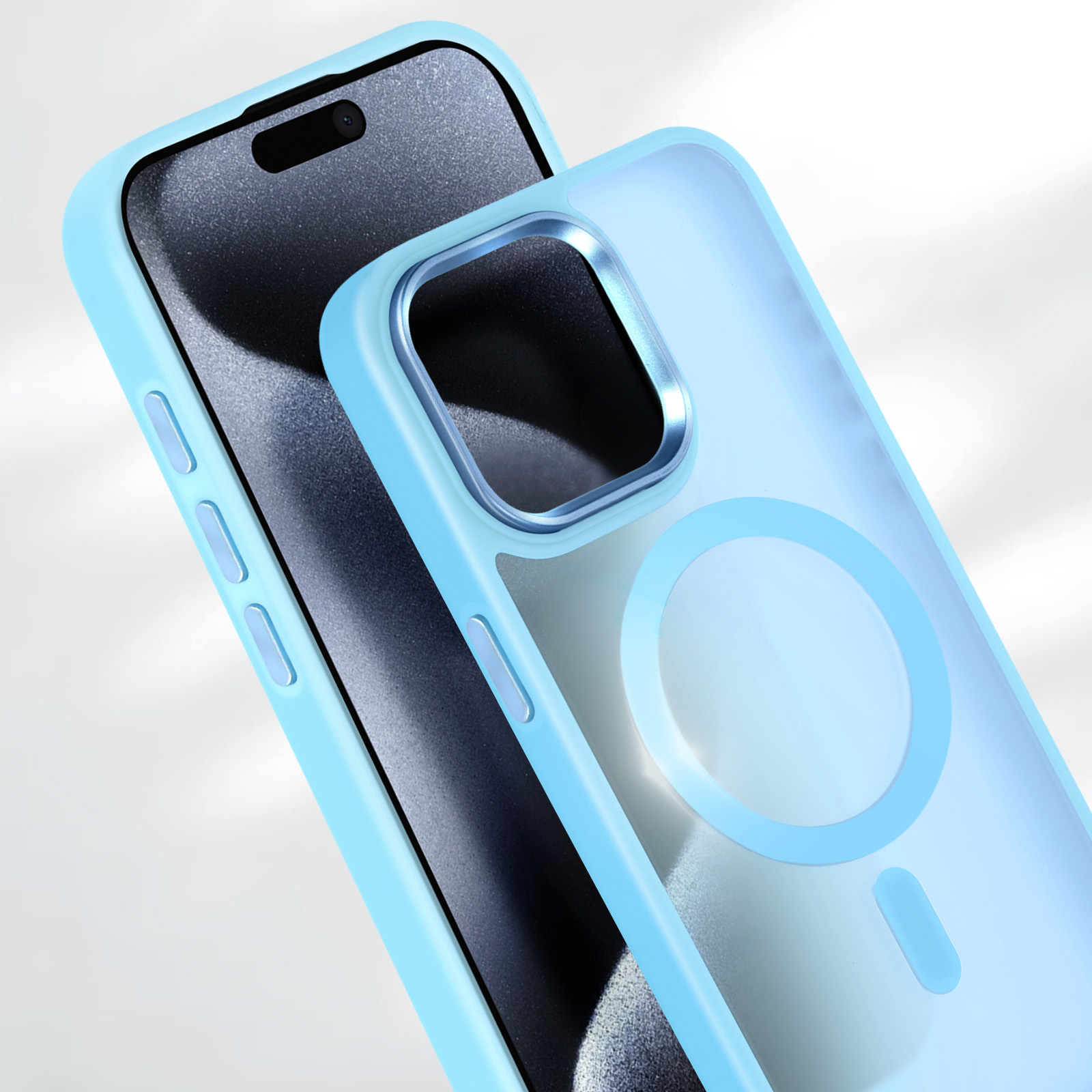 AUROX Magnet-Hülle Für IPhone 15 Pro Max – MagSafe Kompatibel, Stoßfest, Farbverlauf Blau