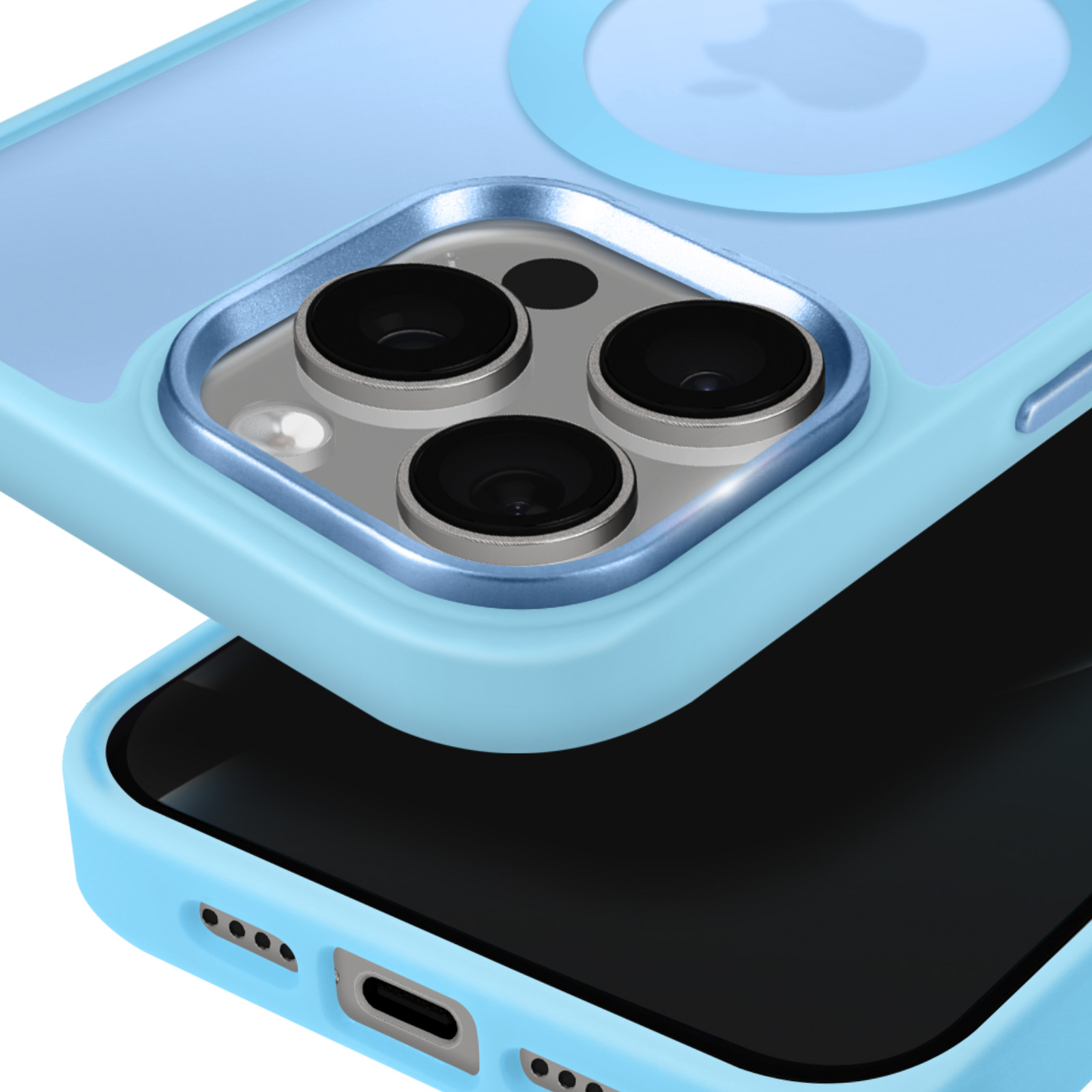 Custodia Magnetico Portafoglio Per IPhone 16 Con MagSafe - Pelle PU Con Scomparto Carte E Protezione RFID, Azzurro - 2