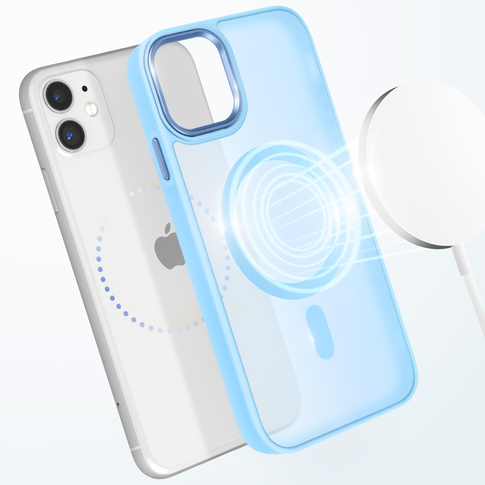 TOCOL Cover Magnetica per iPhone 14 6,1 Pollic, Compatibile con MagSafe, Protezione Fotocamera Integrata, Custodia Antiurto Traslucida Opaca, Blu Chiaro TOCOL Cover Magnetica per iPhone 14 6,1 Pollic, Compatibile con MagSafe, Protezione Fotocamera Integrata, Custodia Antiurto Traslucida Opaca, Blu Chiaro