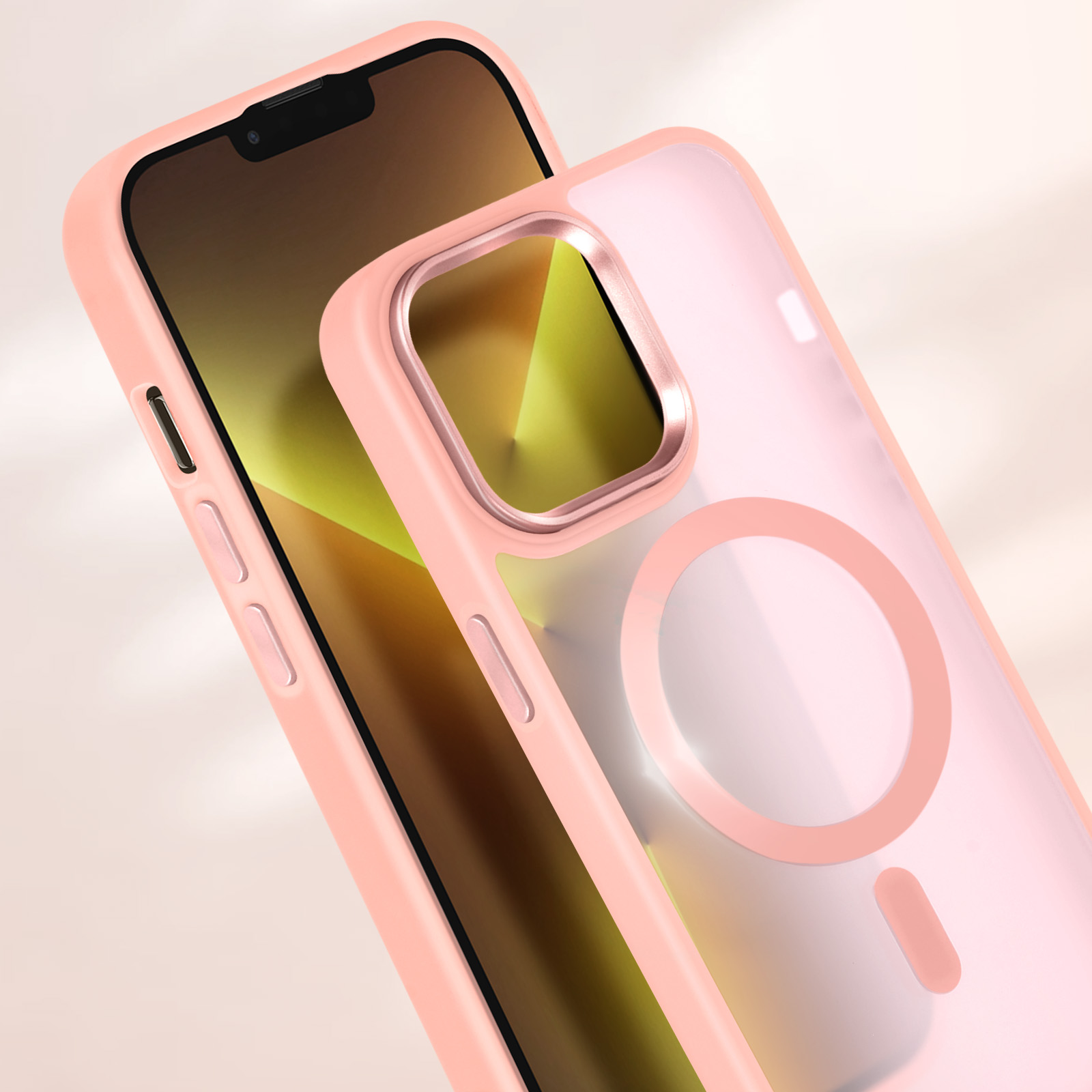 LCHULLE Cover Magnetica per iPhone 14 Pro Compatibile con MagSafe Custodia Trasparente Rosa Fiocco per Ragazze Donne Cover protettiva Magnetica
