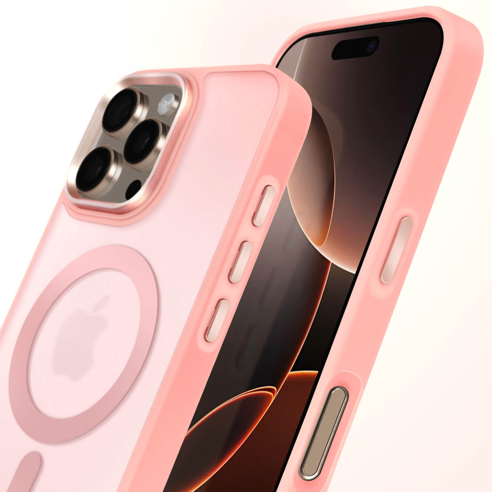 BENTOBEN Custodia Per IPhone 16 Pro Con MagSafe – Trasparente Opaco Rosa Brillante – Antiurto Sottile Con Retro In PC – Anti-impronta - 5