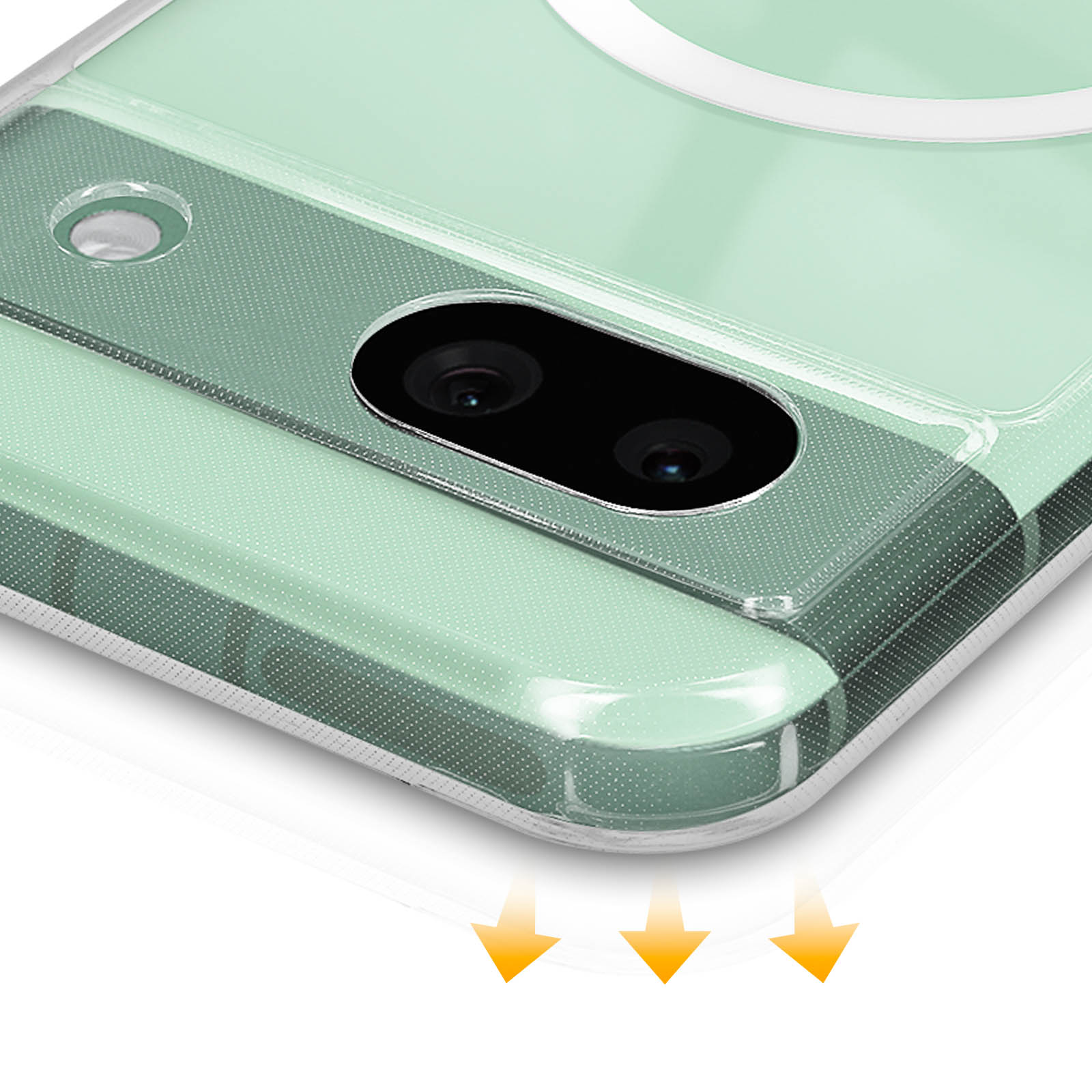 Coque Odeydo Magnétique Pour Google Pixel 8A - Blanc Avec Anneau Support Antichoc