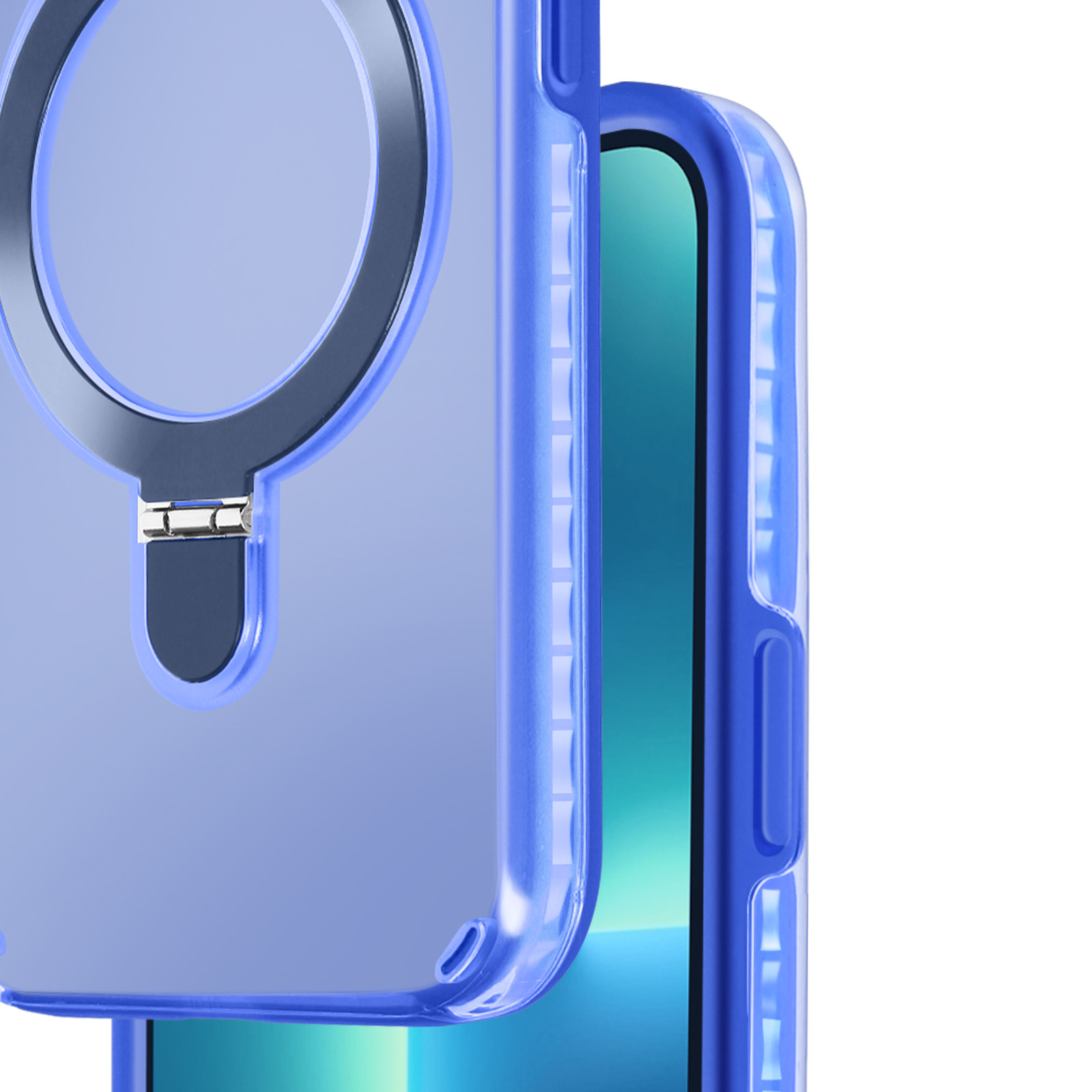 Cover ESONG Per IPhone 13 Pro Max | Antiurto Con Anello Magnetico 360° | Rosa Chiaro, Bordo Dorato - 3