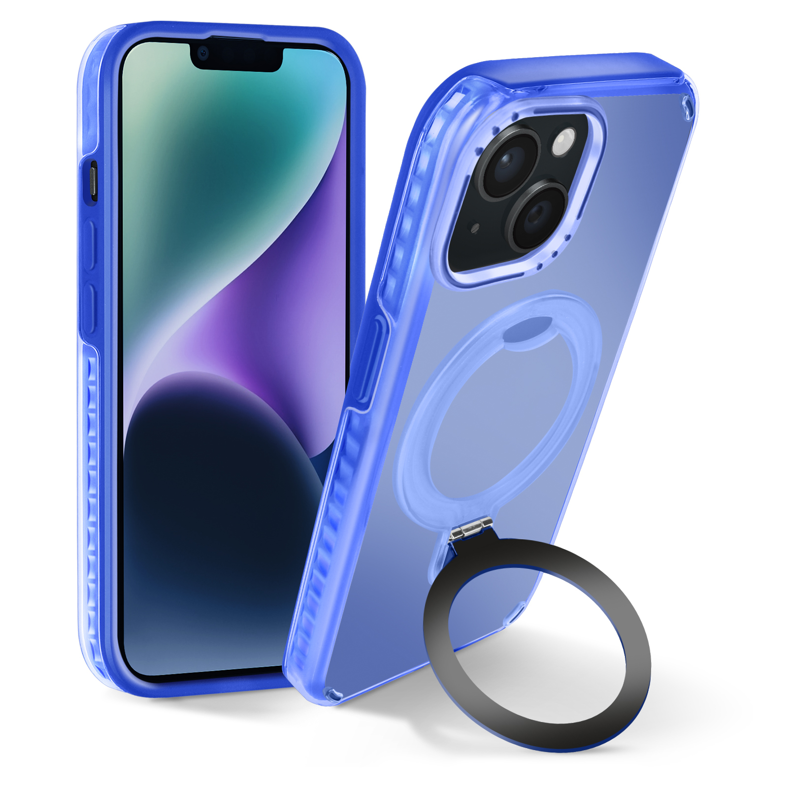 Custodia Per IPhone 14 Plus Con Anello Magnetico, Antiurto, Copriobiettivo Scorrevole, Argentata JXT