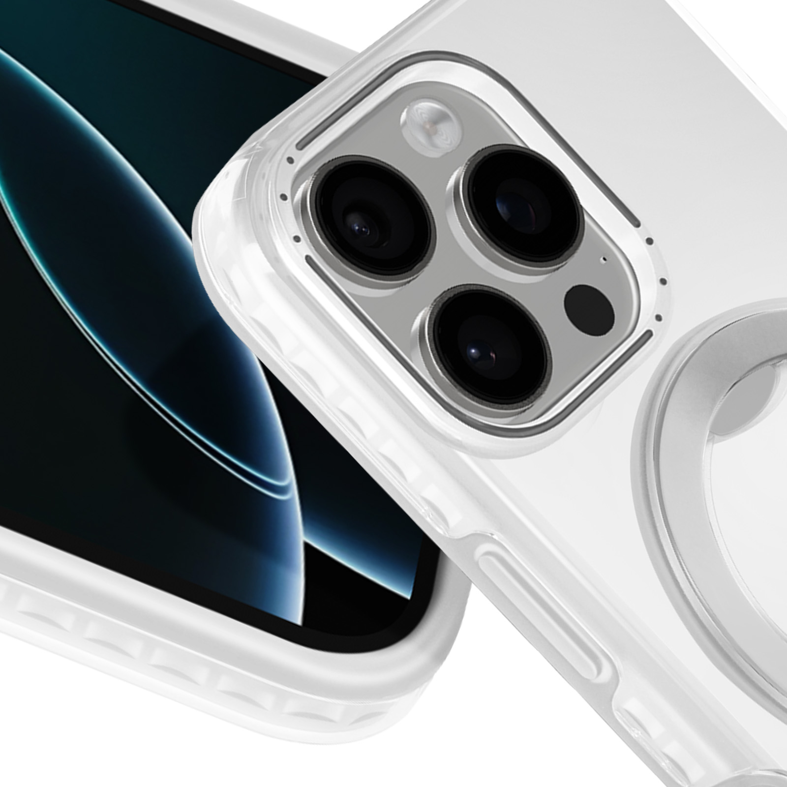 ZTOFERA Custodia magnetica per iPhone 16 Pro Max, motivo floreale glitterato, morbido TPU, sottile, antiurto, misure di protezione per cellulare, motivo floreale bianco e marrone