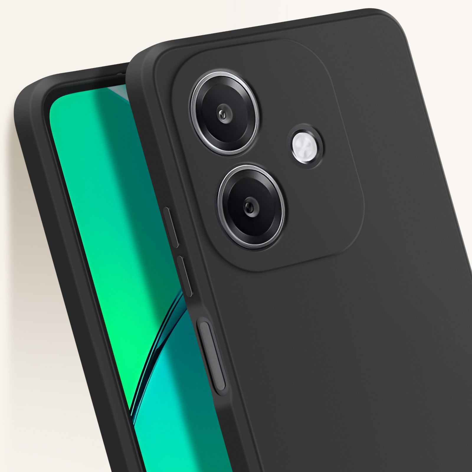 WBWONE Cover per OPPO A40 4G, TPU Silicone e PC Antiurto Custodia con Girevole Anello, Traslucido Glassato Anti-impronta Protettiva Case, Nero