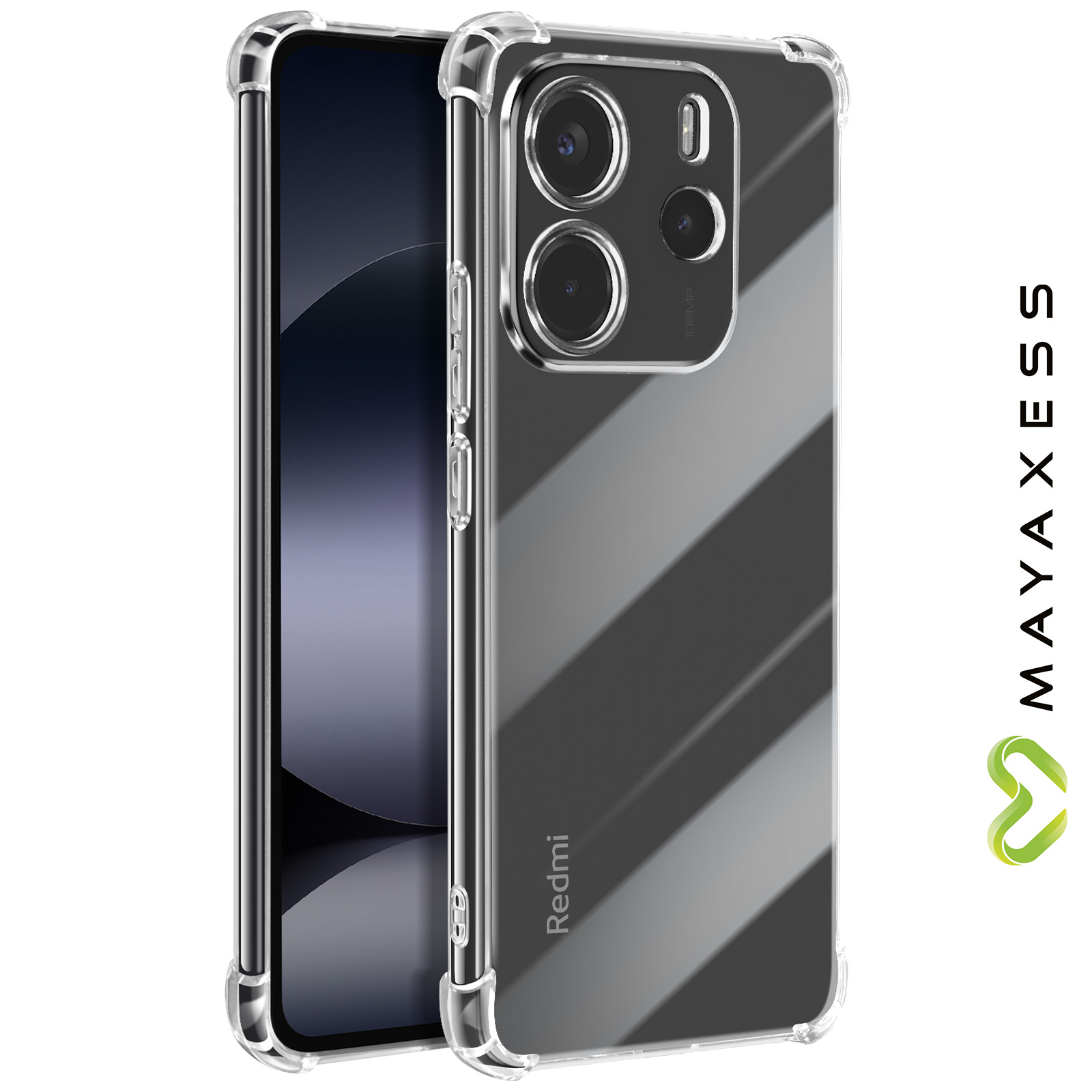 Custodia In Silicone Per Xiaomi Redmi Note 8T | Trasparente Con Effetto Occhio Di Gatto Nero | Cover TPU Anti-ingiallimento E Antiscivolo