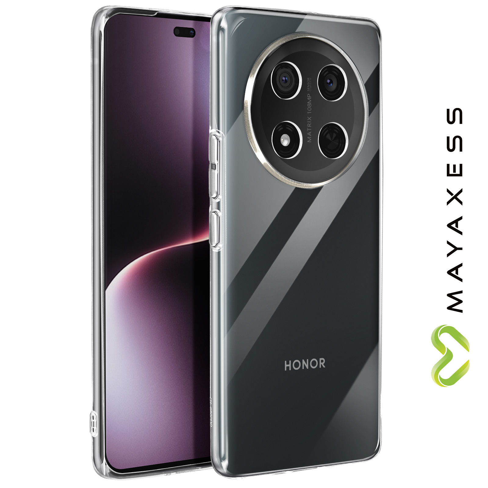 Phoona Cover per Honor Magic 7 Lite Custodia con 2 Pezzi Pellicola Vetro Temperato,Ultra Sottile Trasparente Silicone Protettiva Case per Honor Magic